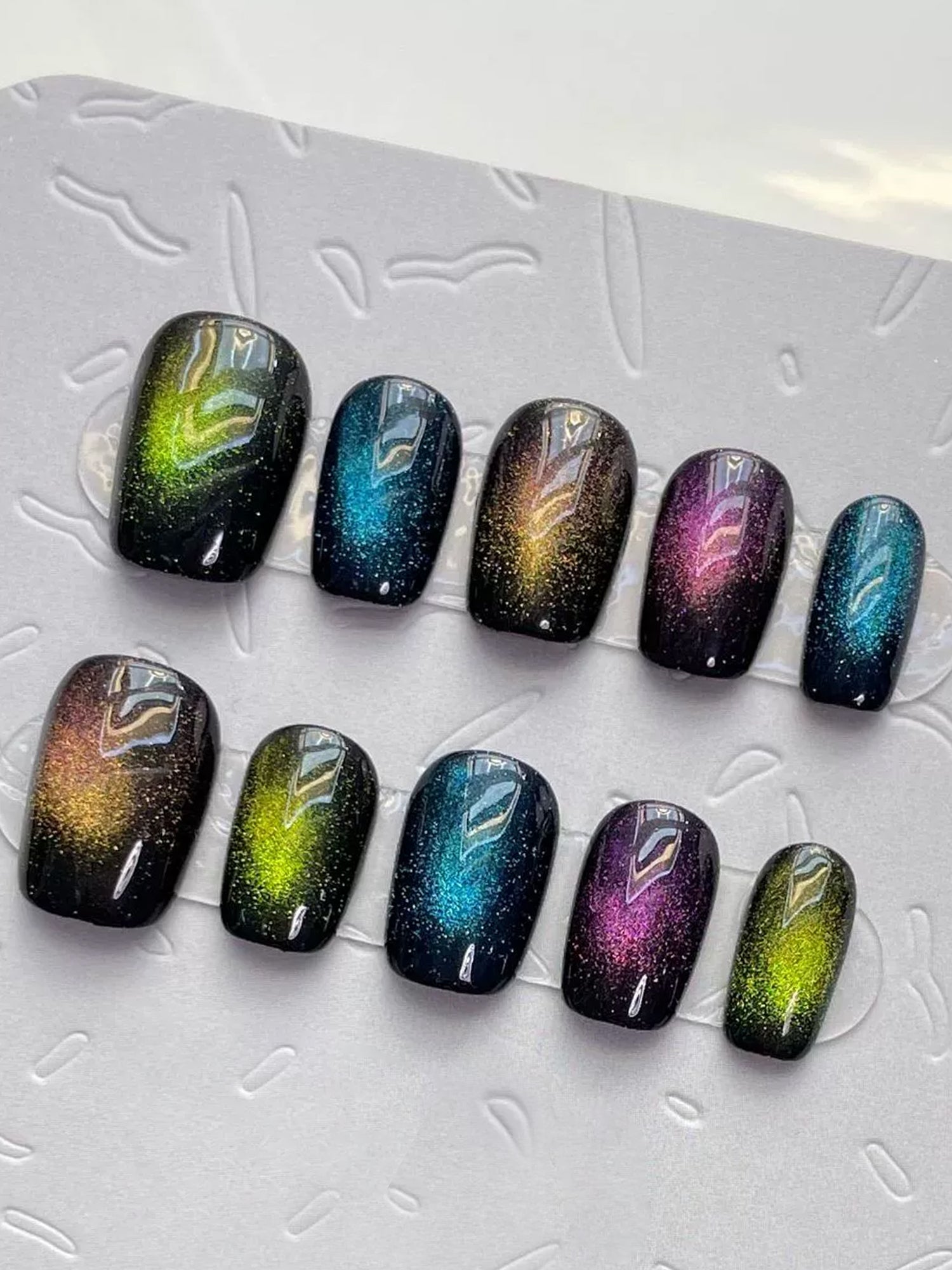 Galaxy Cat-Eye Press-On Nails PN018