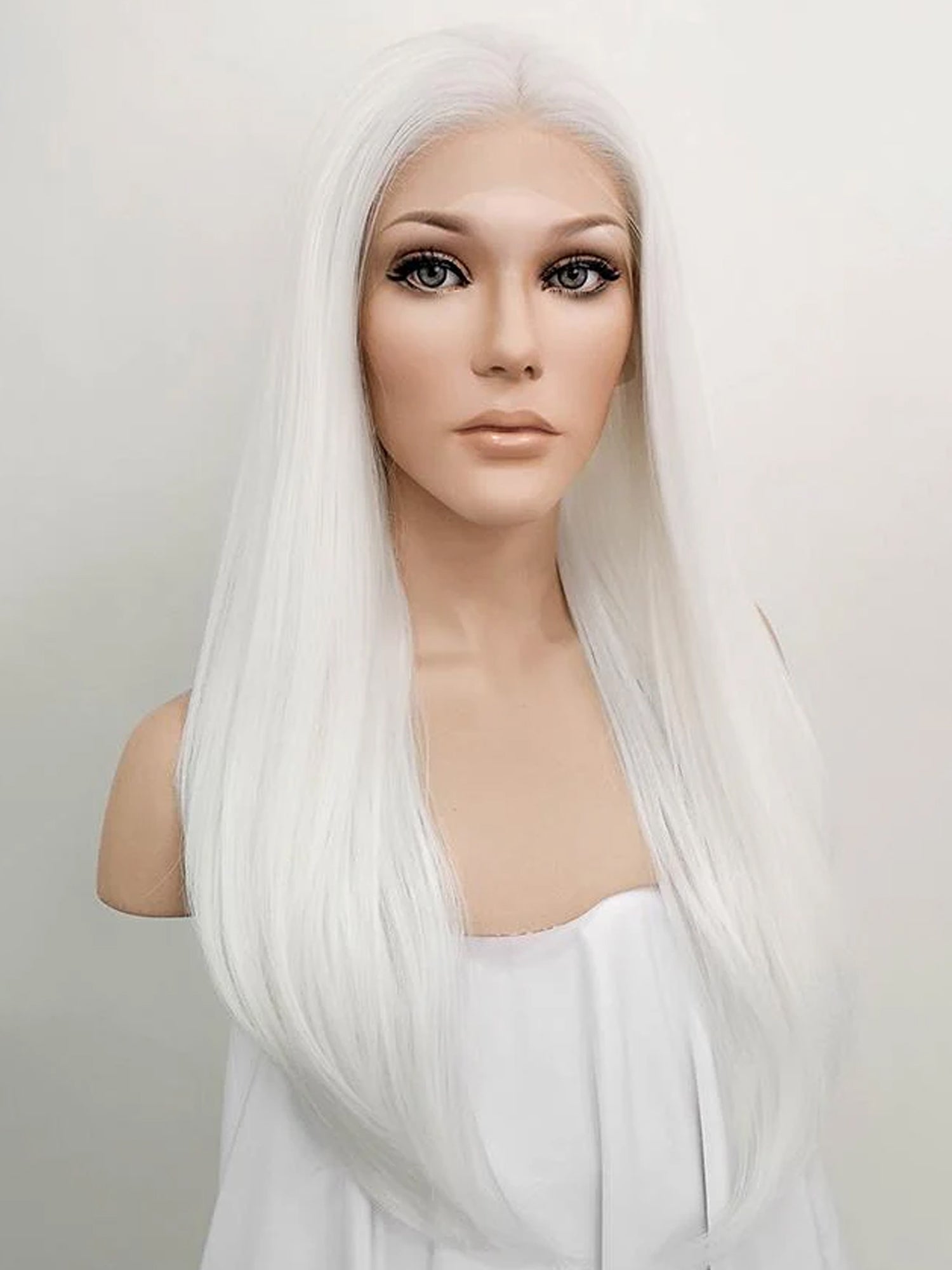24" White Lace Front Synthetic Hair Wig 20225
