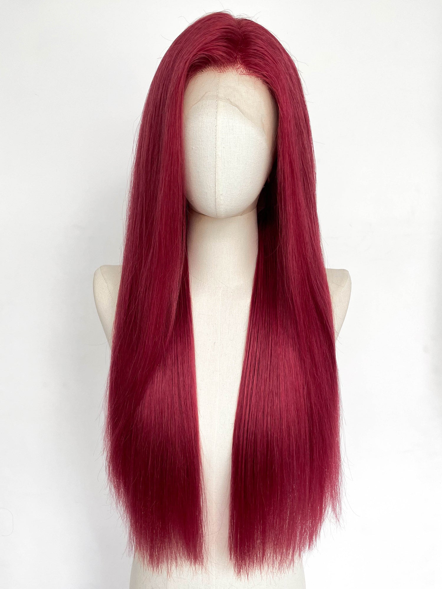 27" Long Straight Red Lace Top Remy Human Hair HHC042
