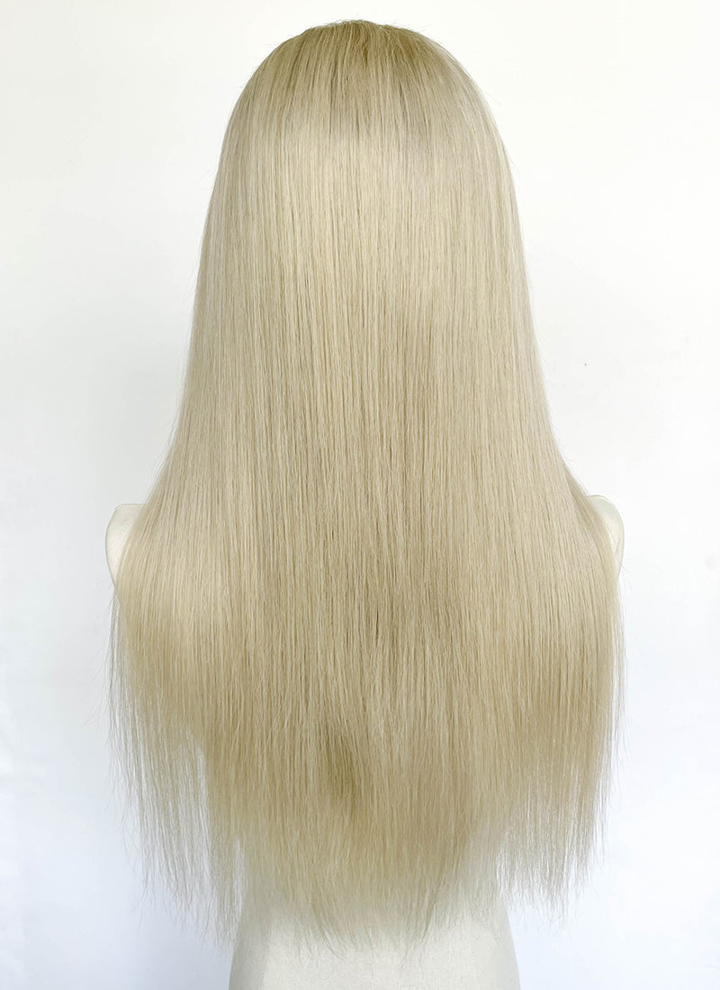 24" Long Straight Ash Blonde Lace Top Remy Human Hair HHC103