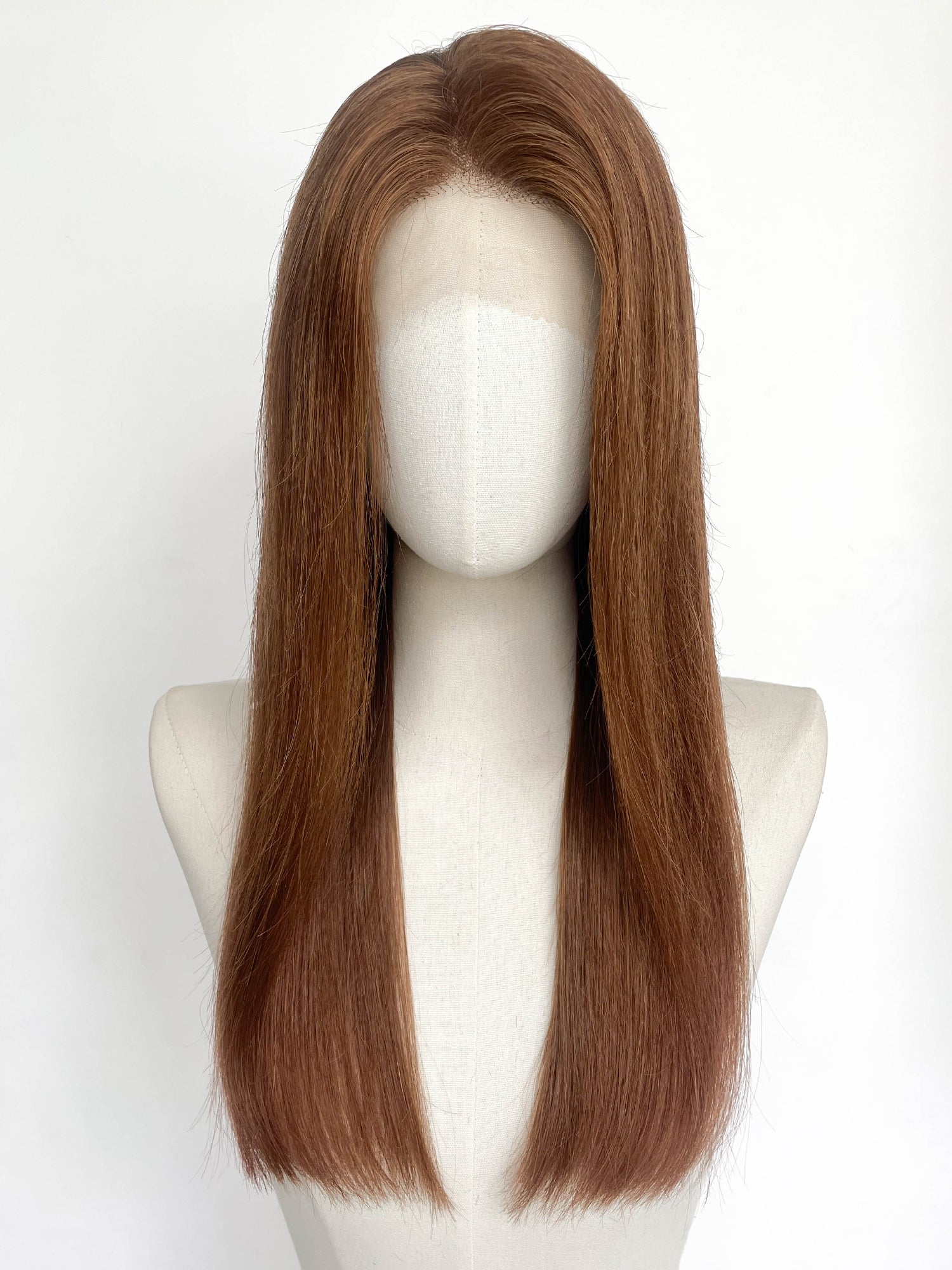 19" Long Straight Coffee Brown Lace Top Remy Human Hair HHC201
