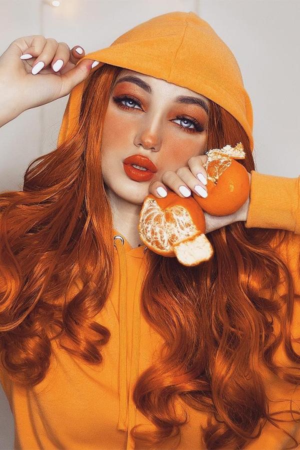 22" Dark Orange Lace Front Synthetic Wig 10003 - StarLite Hair