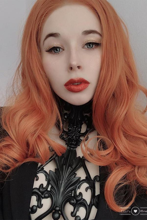 22" Dark Orange Lace Front Synthetic Wig 10003 - StarLite Hair