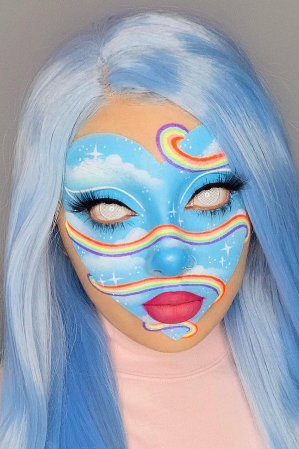 30" Light Blue Lace Front Synthetic Wig 10187