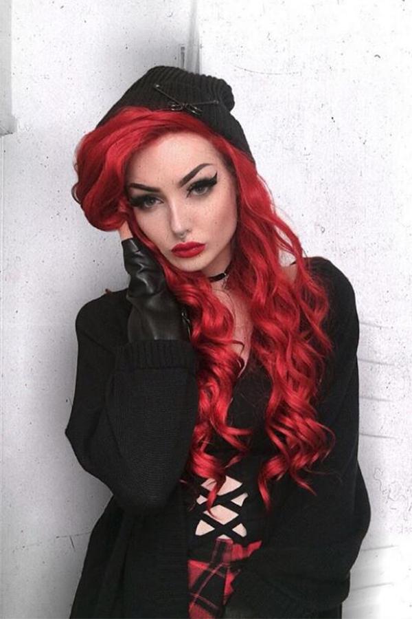 24" Dark Red Lace Front Synthetic Wig 20164 - StarLite Hair