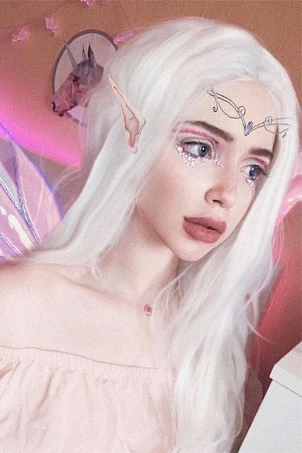 24" White Lace Front Synthetic Hair Wig 20225