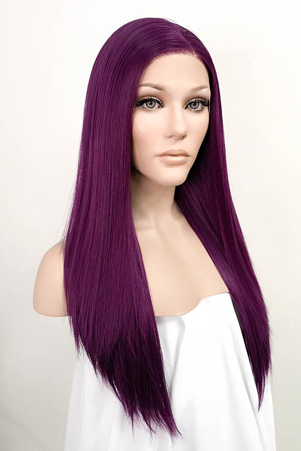 24" Dark Purple Lace Front Synthetic Wig 20021
