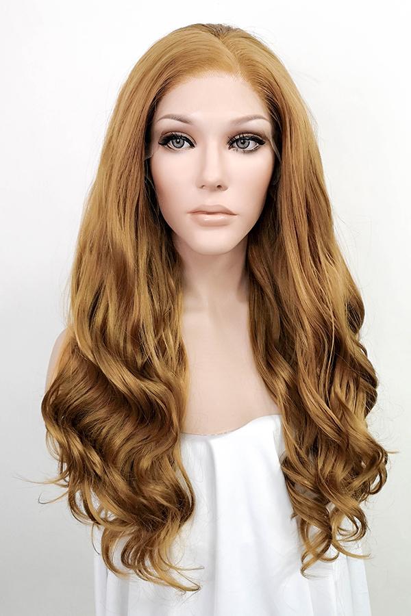 24" Golden Brown Lace Front Synthetic Wig 20061