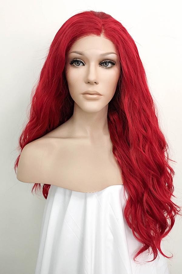 24" Dark Red Lace Front Synthetic Wig 20164 - StarLite Hair