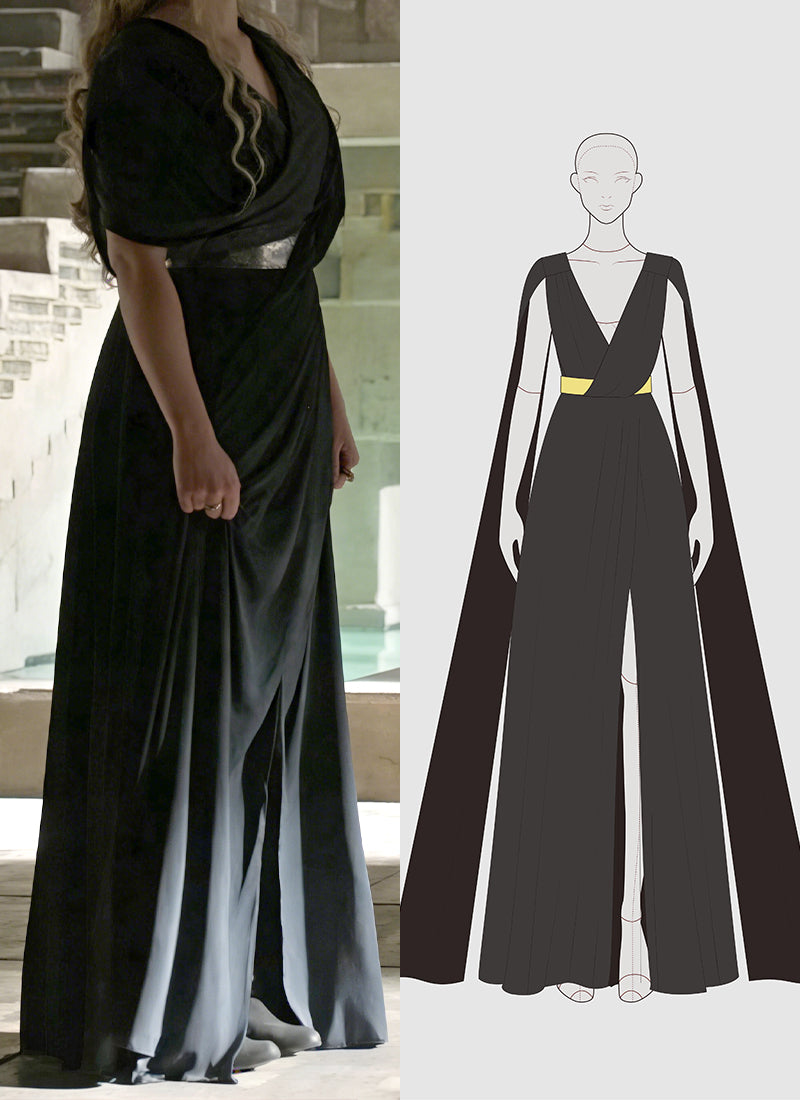 Game of Thrones Daenerys Targaryen Black Greek Gown Cosplay Costume CO104