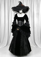 Medieval Gothic LARP Witch Cosplay Gown Costume CO116