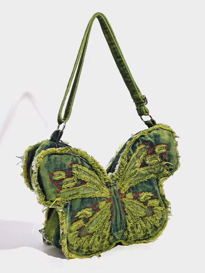 Butterfly Shaped Denim Distressed Vintage Backpack BP001