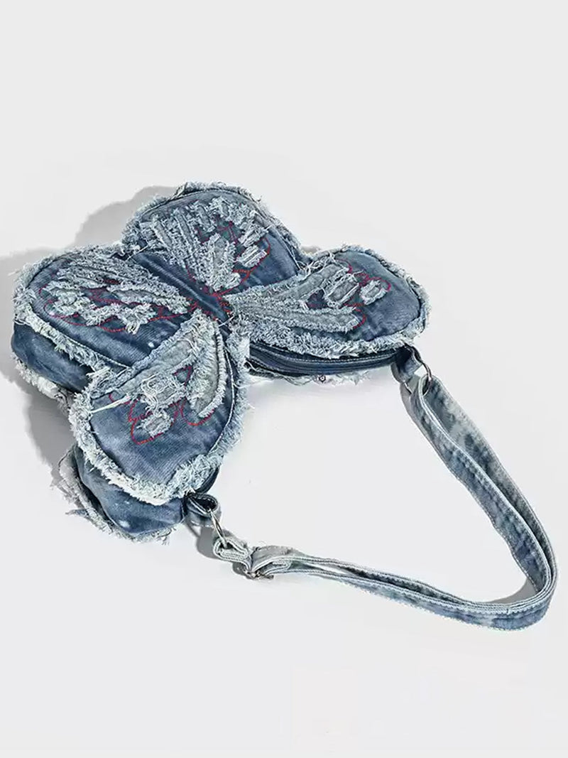 Butterfly Shaped Denim Distressed Vintage Backpack BP001