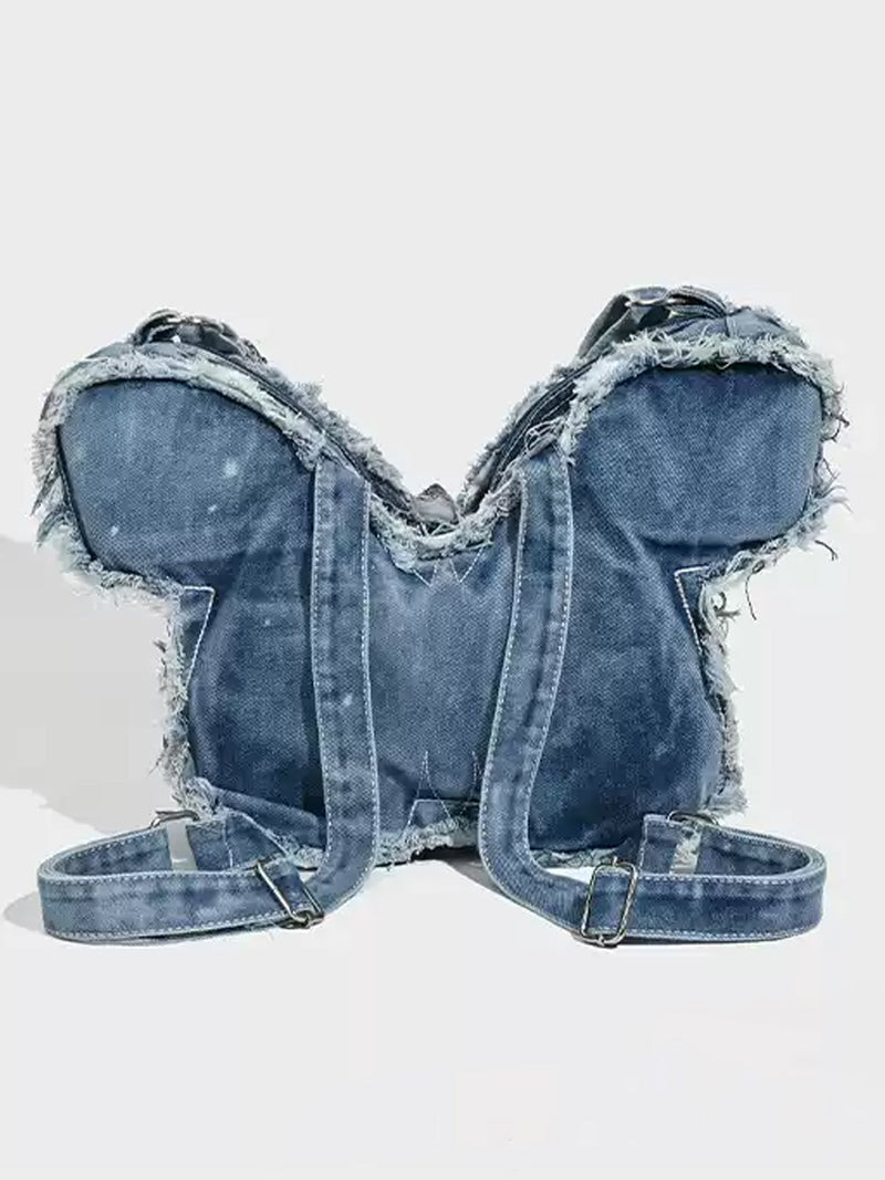 Butterfly Shaped Denim Distressed Vintage Backpack BP001