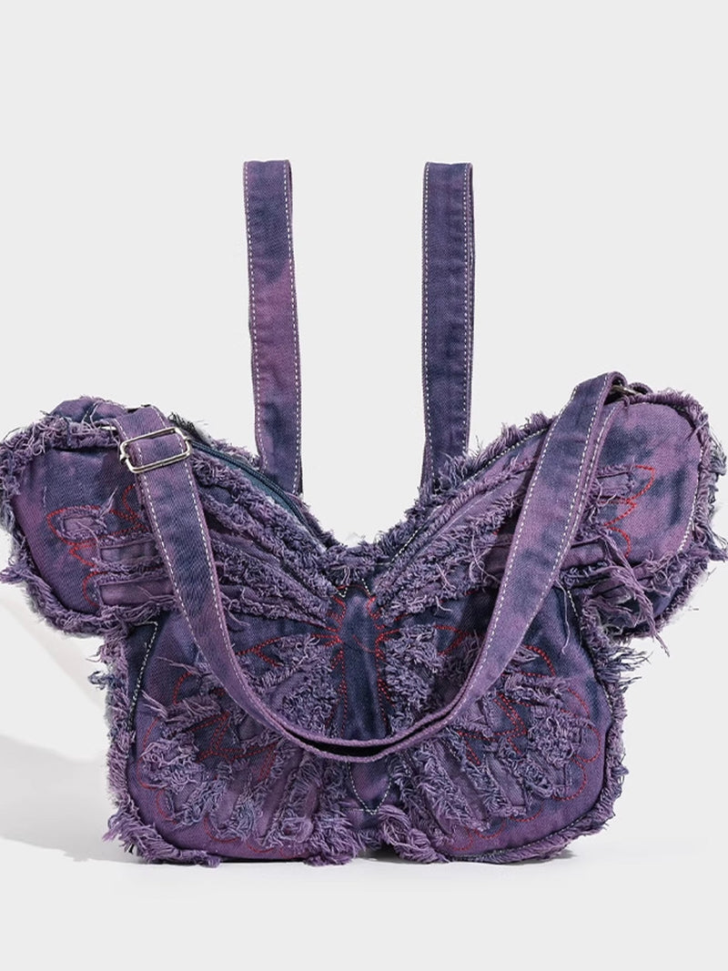 Butterfly Shaped Denim Distressed Vintage Backpack BP001