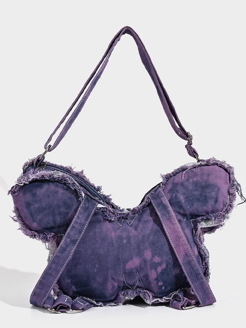 Butterfly Shaped Denim Distressed Vintage Backpack BP001