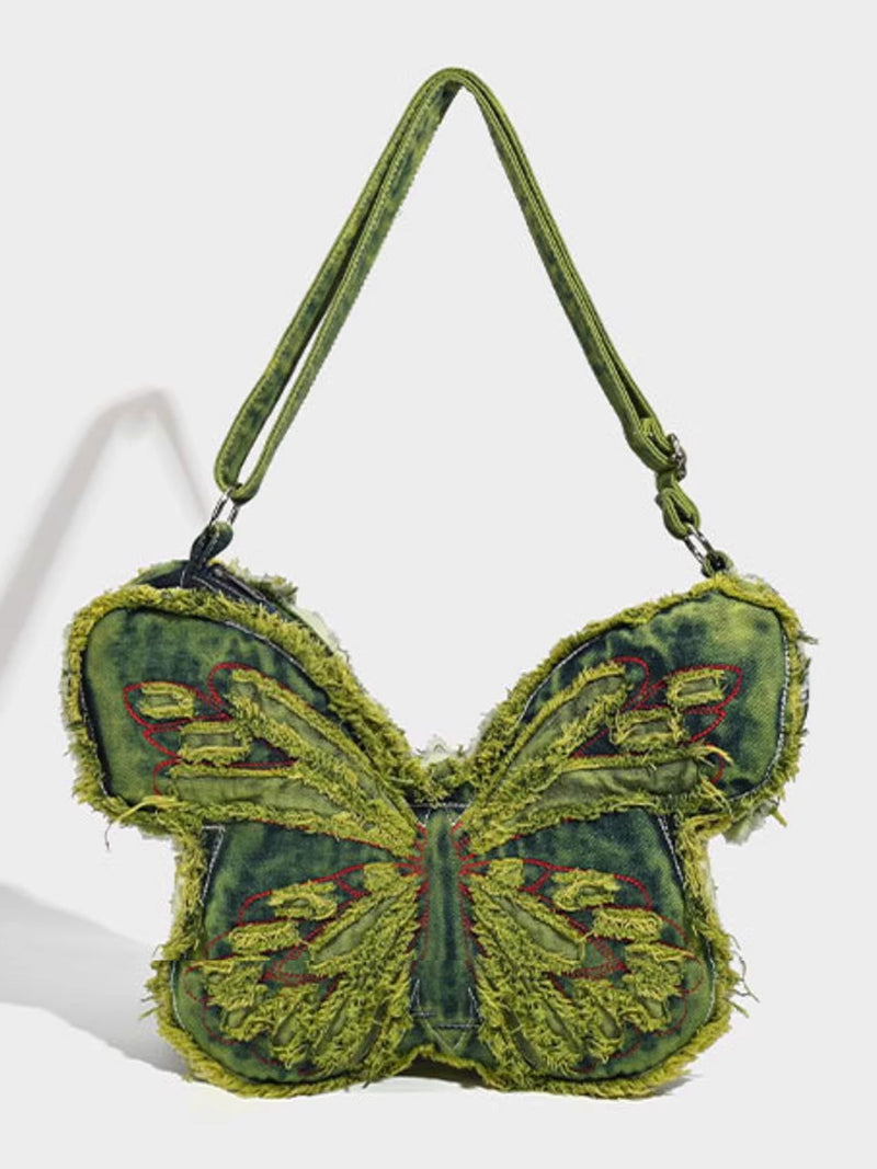 Butterfly Shaped Denim Distressed Vintage Backpack BP001