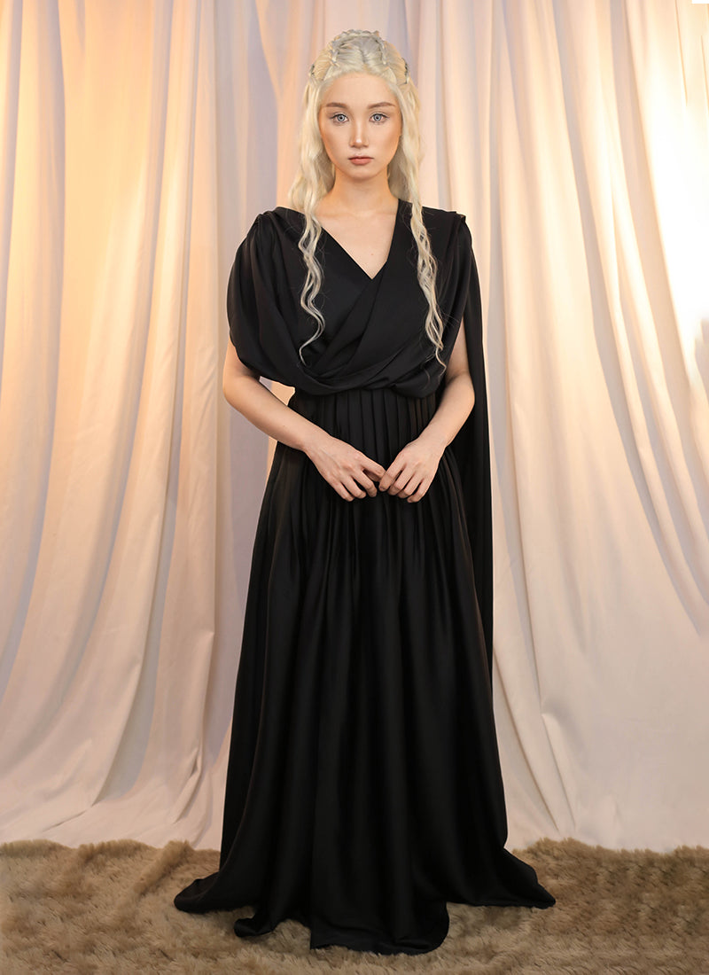 Game of Thrones Daenerys Targaryen Black Greek Gown Cosplay Costume CO104