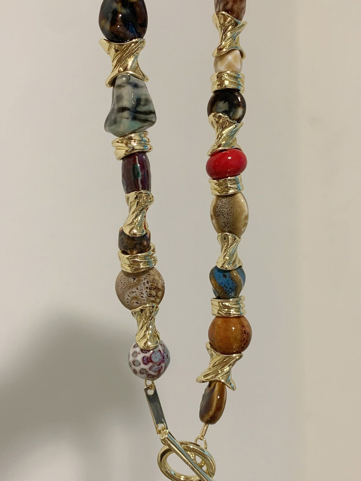 Vintage Alloy & Ceramic Beaded Necklace NE001
