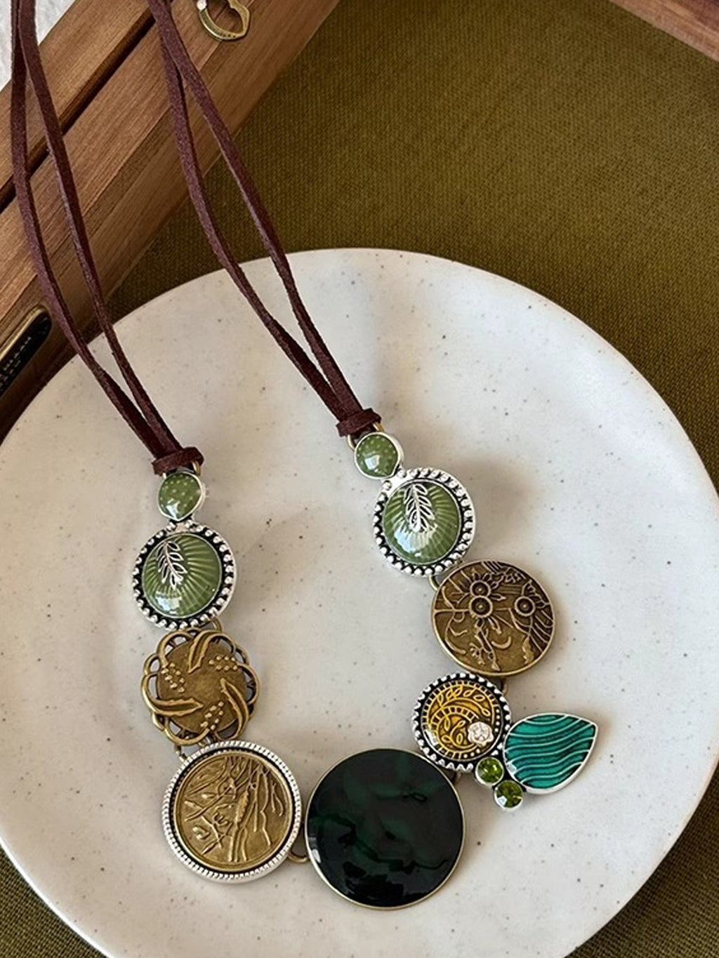 Boho Vintage Pendant Necklaces - Retro Coin, Butterfly & Enamel Charm Statement Jewelry for Women NE016