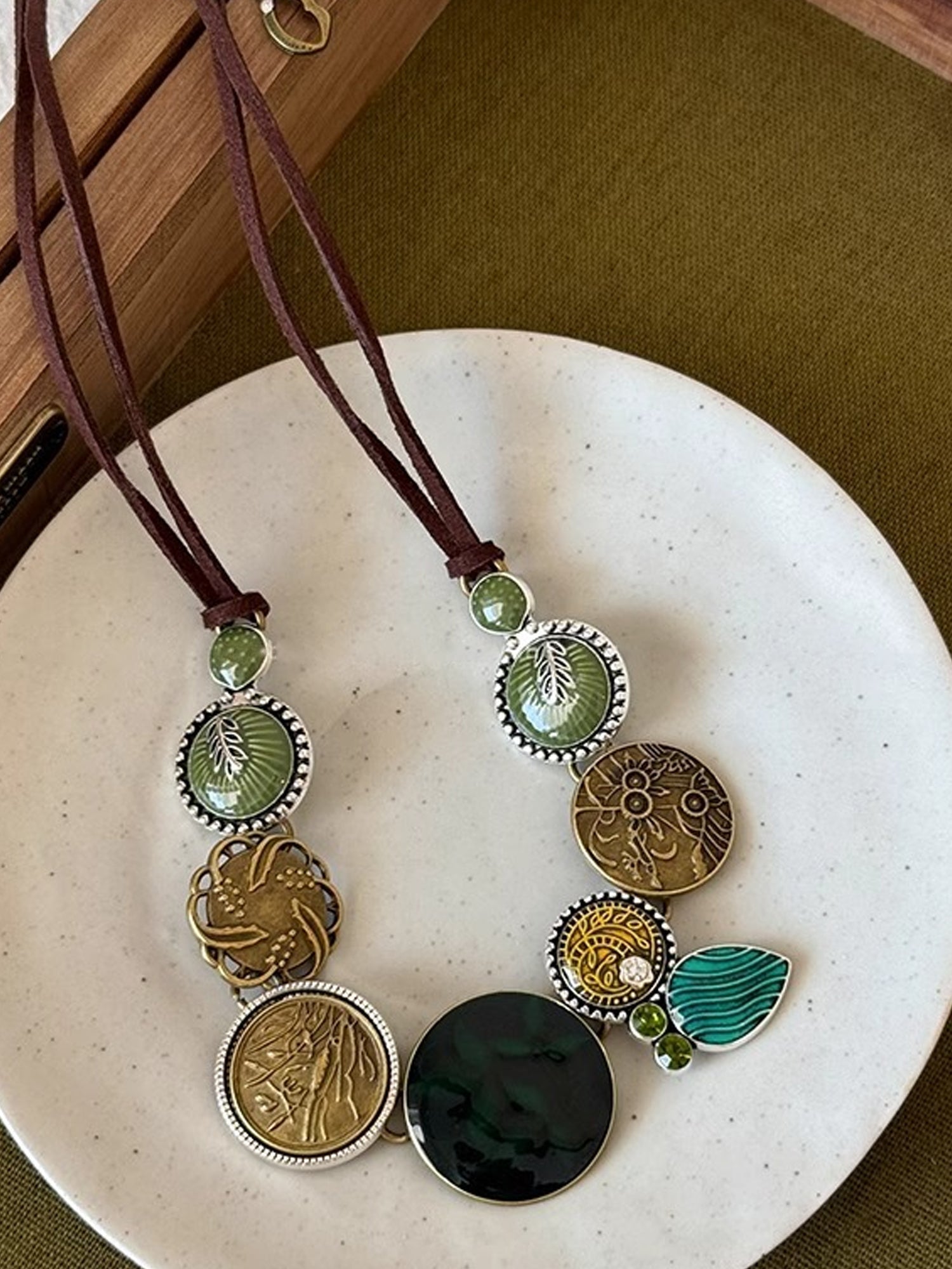 Boho Vintage Pendant Necklaces - Retro Coin, Butterfly & Enamel Charm Statement Jewelry for Women NE016
