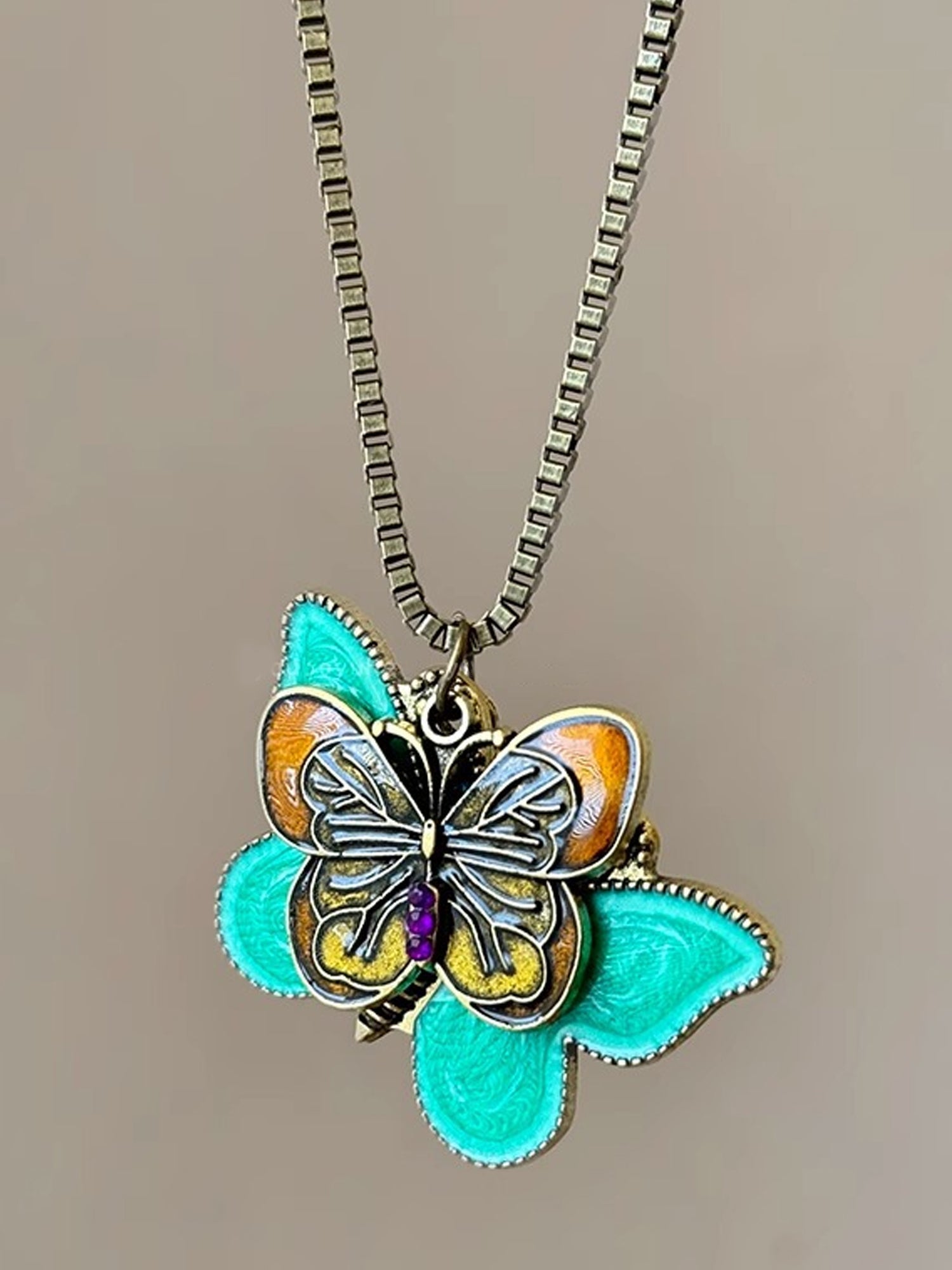 Boho Vintage Pendant Necklaces - Retro Coin, Butterfly & Enamel Charm Statement Jewelry for Women NE016