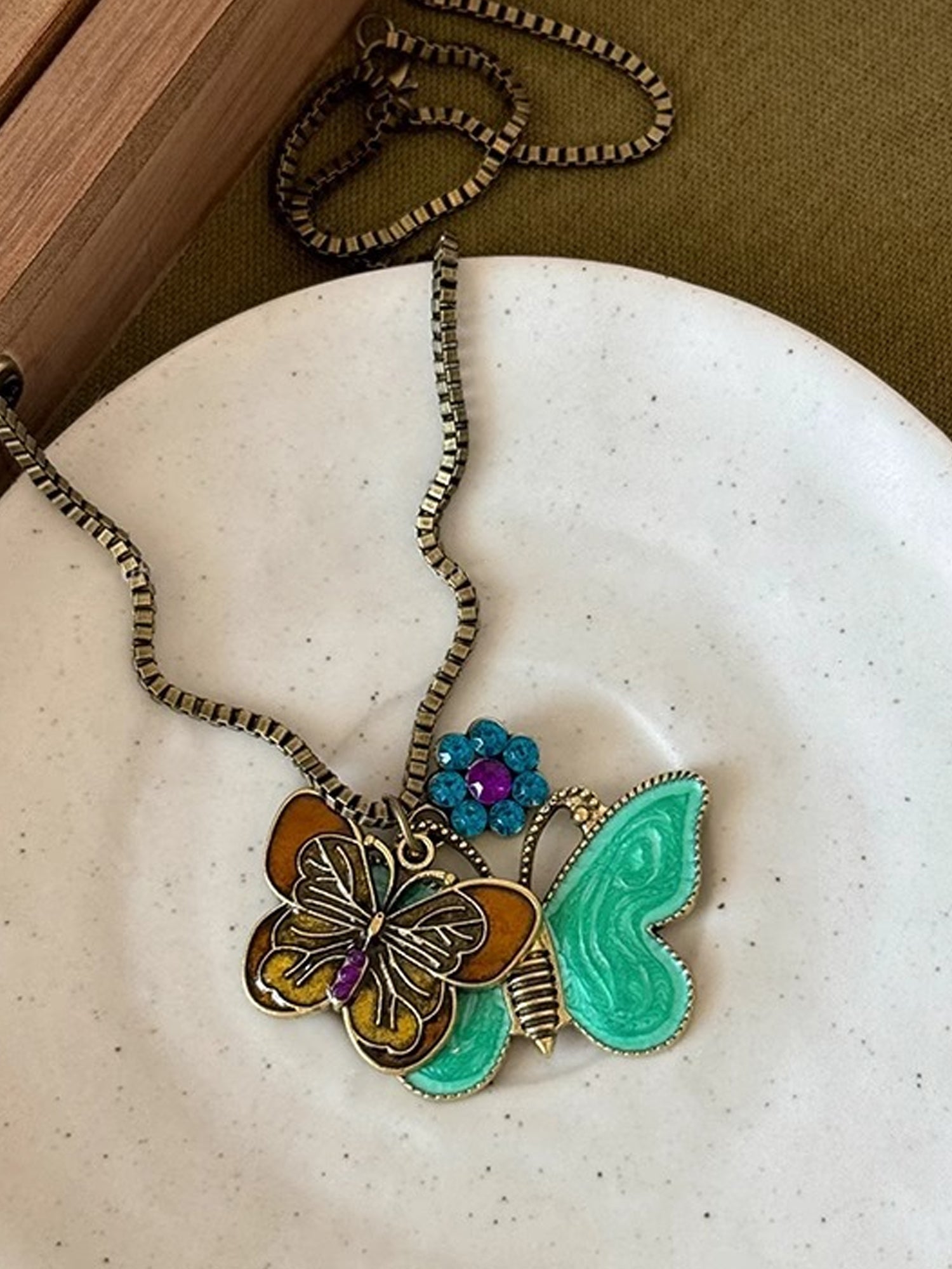 Boho Vintage Pendant Necklaces - Retro Coin, Butterfly & Enamel Charm Statement Jewelry for Women NE016