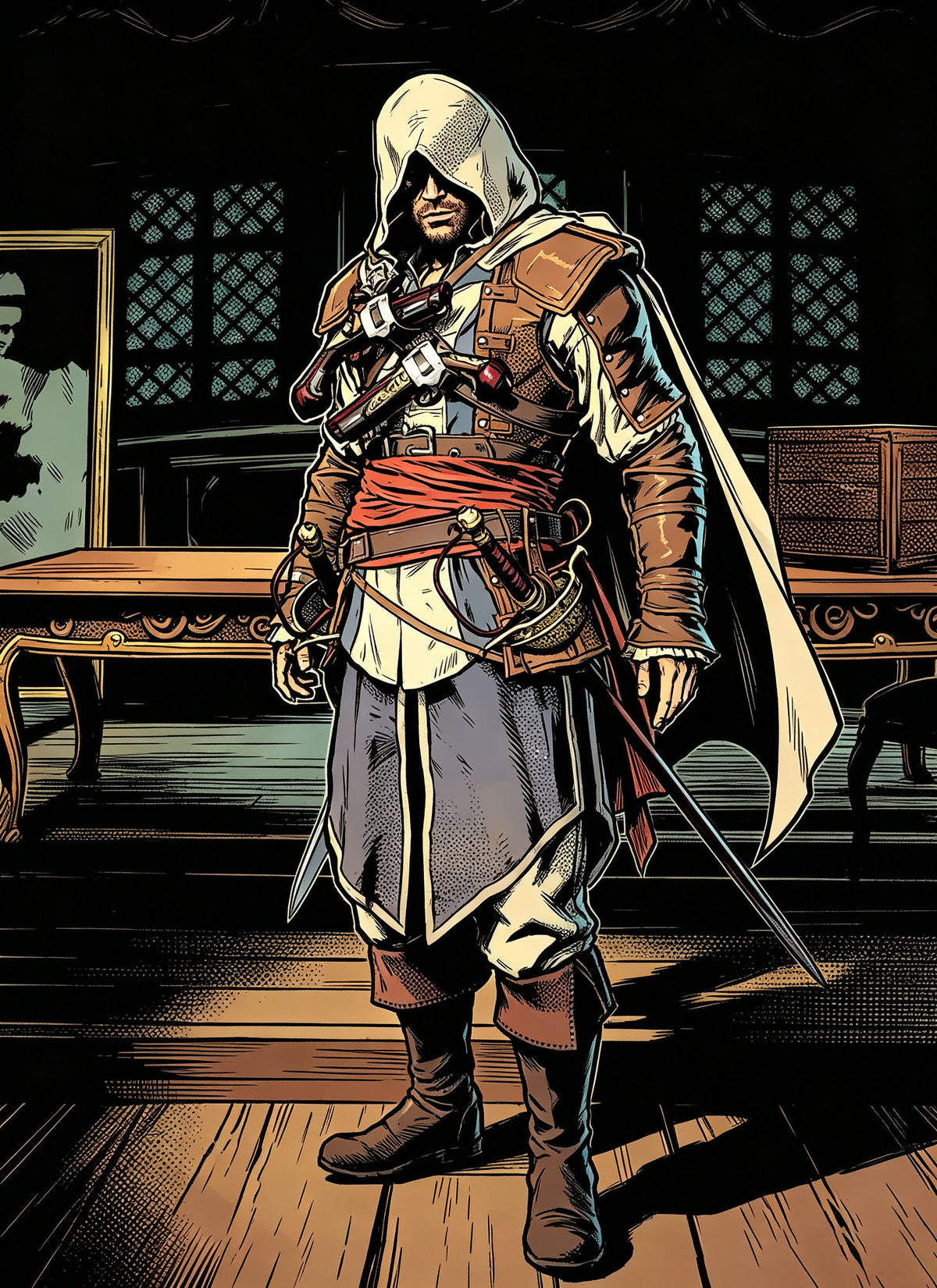 Assassin's Creed Black Flag Resynced Edward Kenway Cosplay Costume OPC057