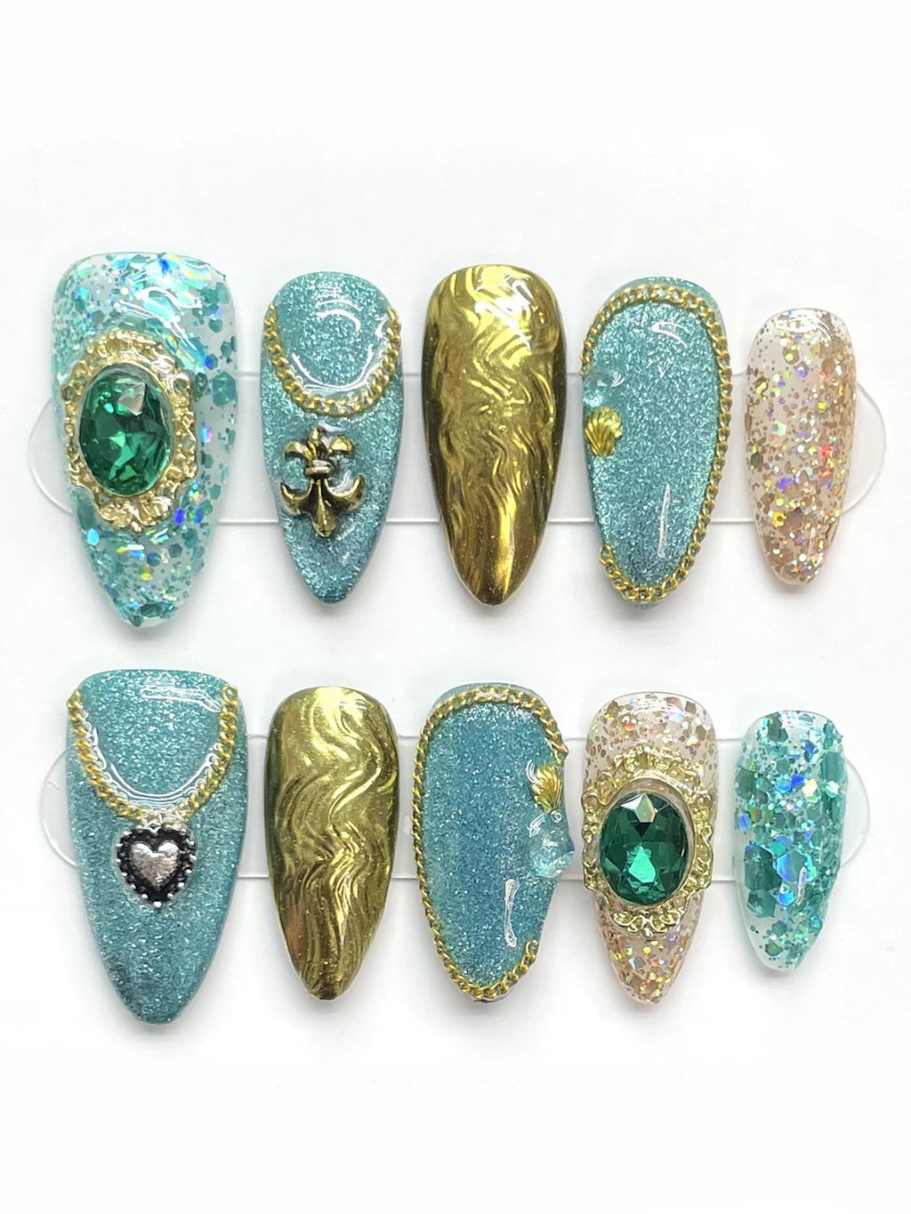Unique Exotic Cat Eye with Artistic Detailing Press-On Nails PN016