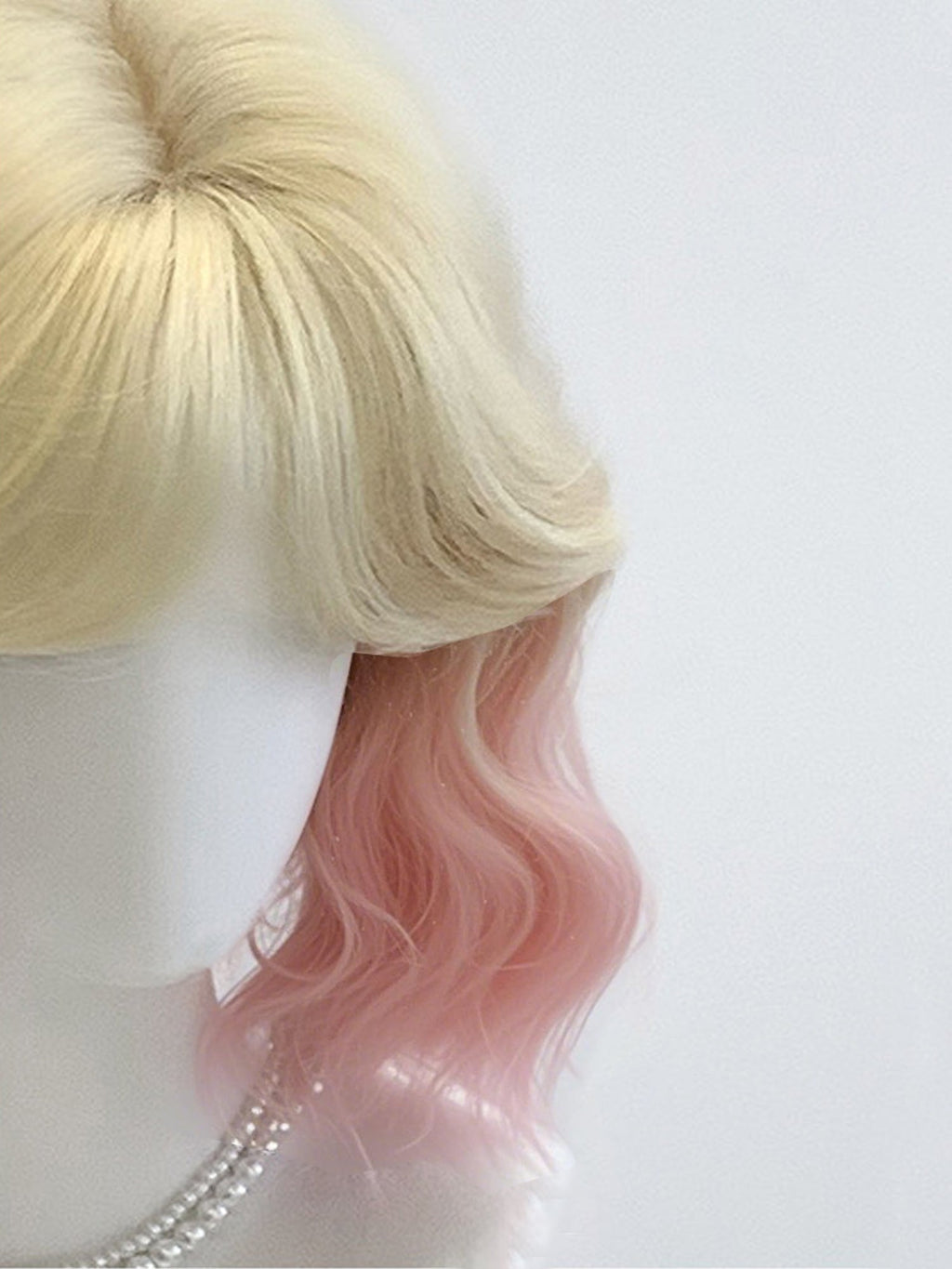 13" Blonde Pink Ombre Wavy Fashion Synthetic Hair Wig QS012