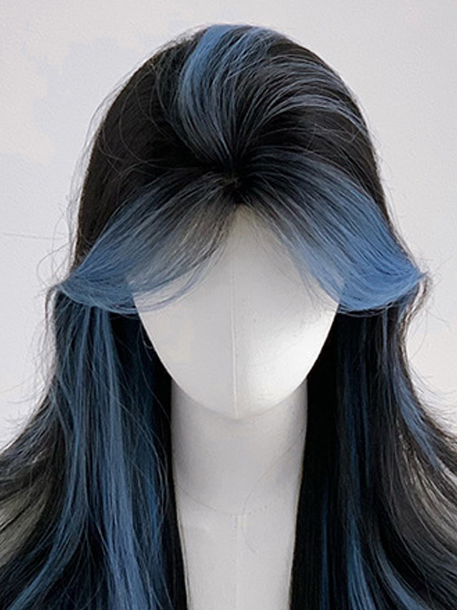 28" Brunette Mixed Blue Wavy Fashion Synthetic Hair Wig QS014
