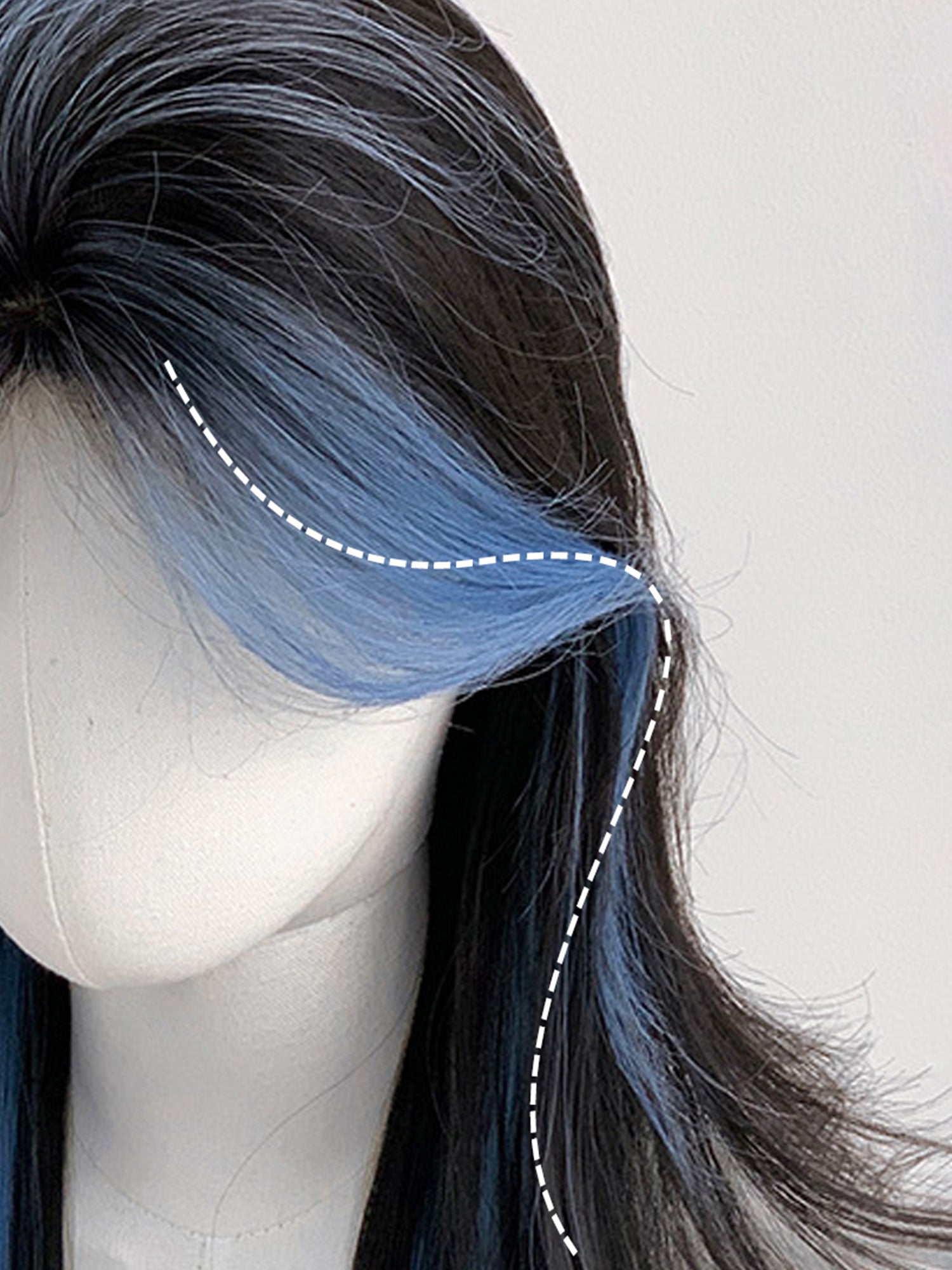 28" Brunette Mixed Blue Wavy Fashion Synthetic Hair Wig QS014