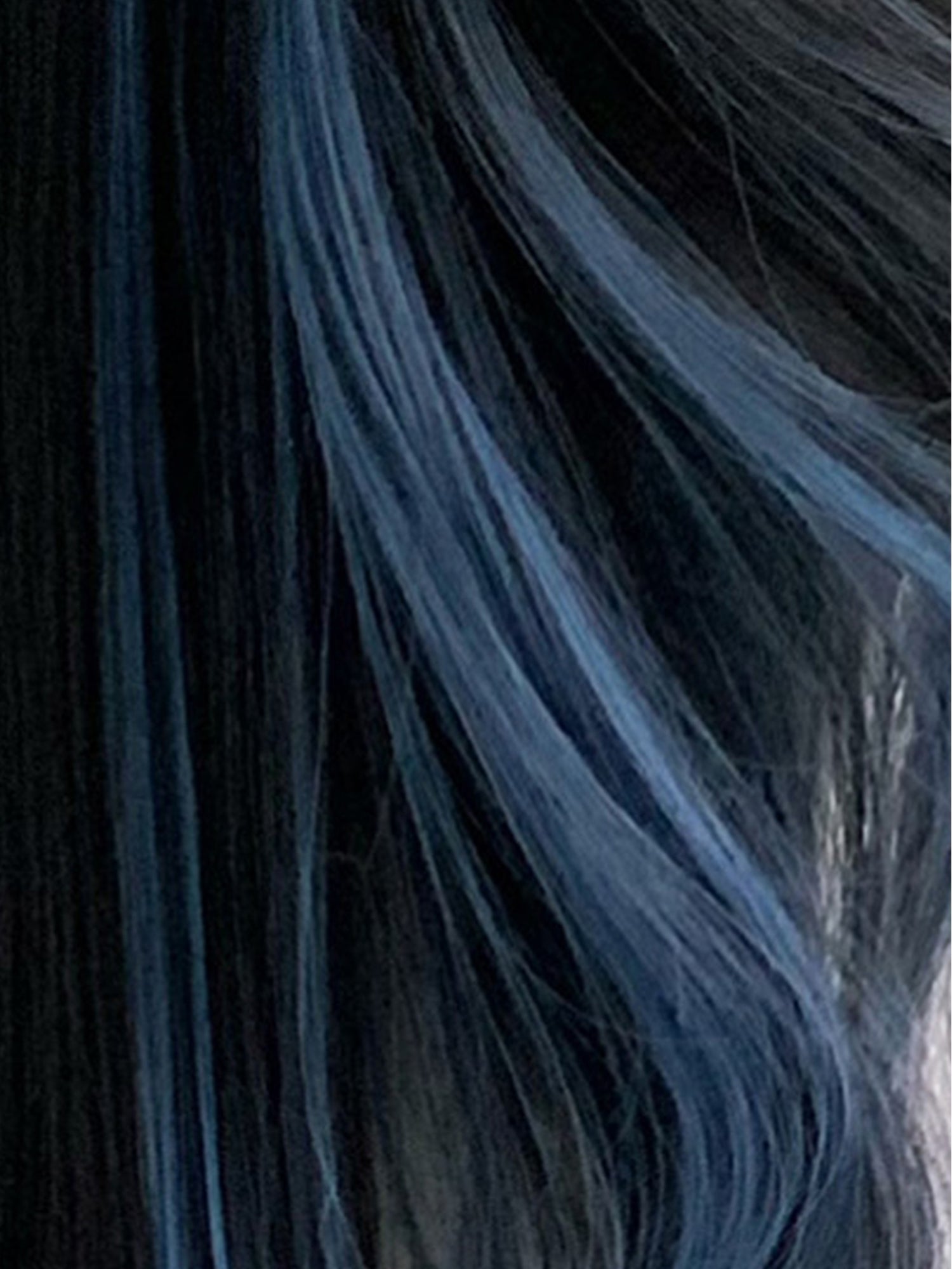 28" Brunette Mixed Blue Wavy Fashion Synthetic Hair Wig QS014