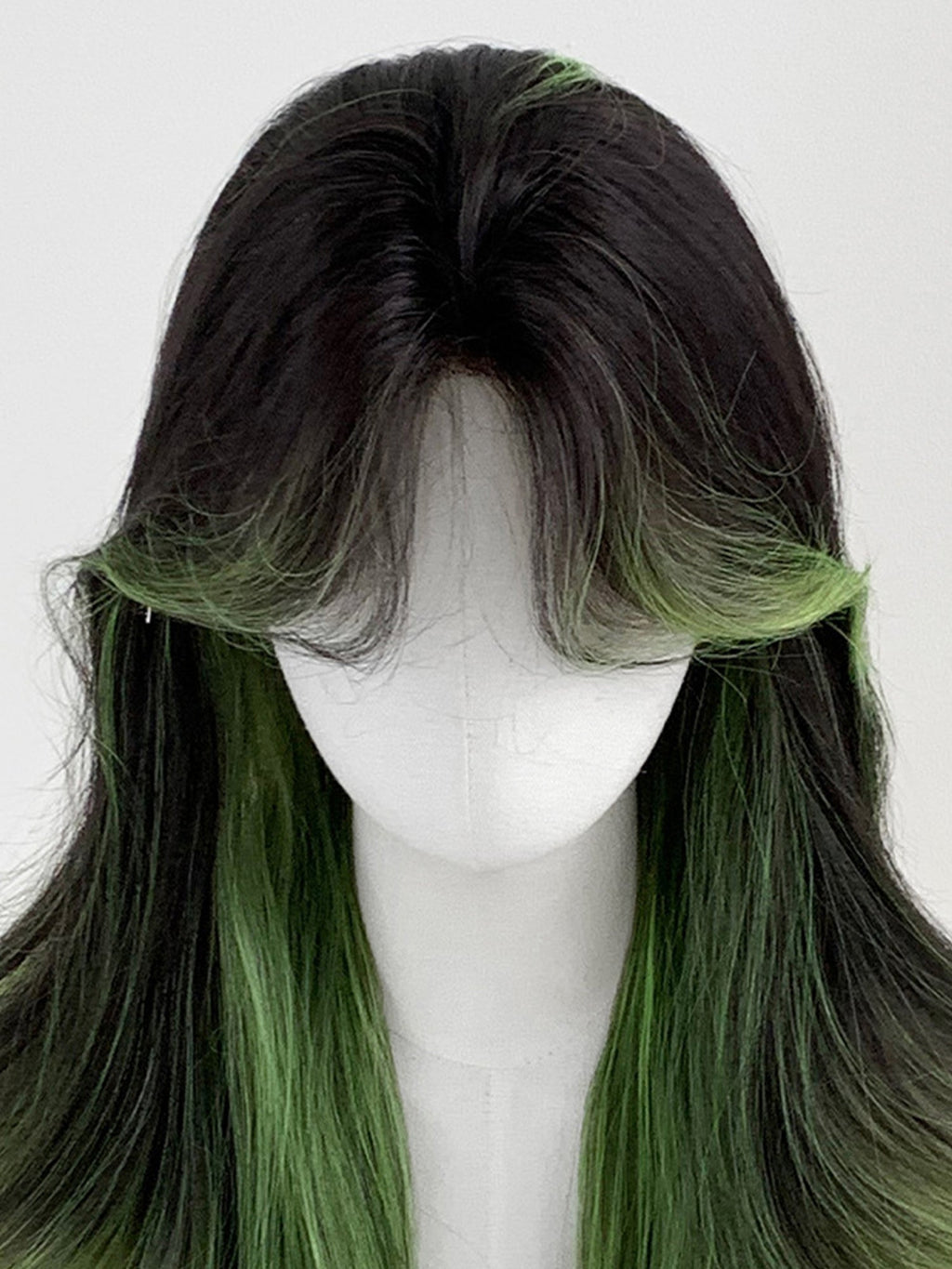 24" Brunette Mixed Light Green Wavy Fashion Synthetic Hair Wig QS015
