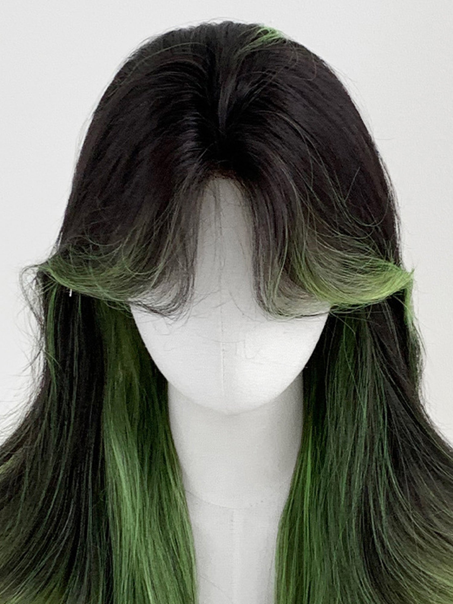 24" Brunette Mixed Light Green Wavy Fashion Synthetic Hair Wig QS015
