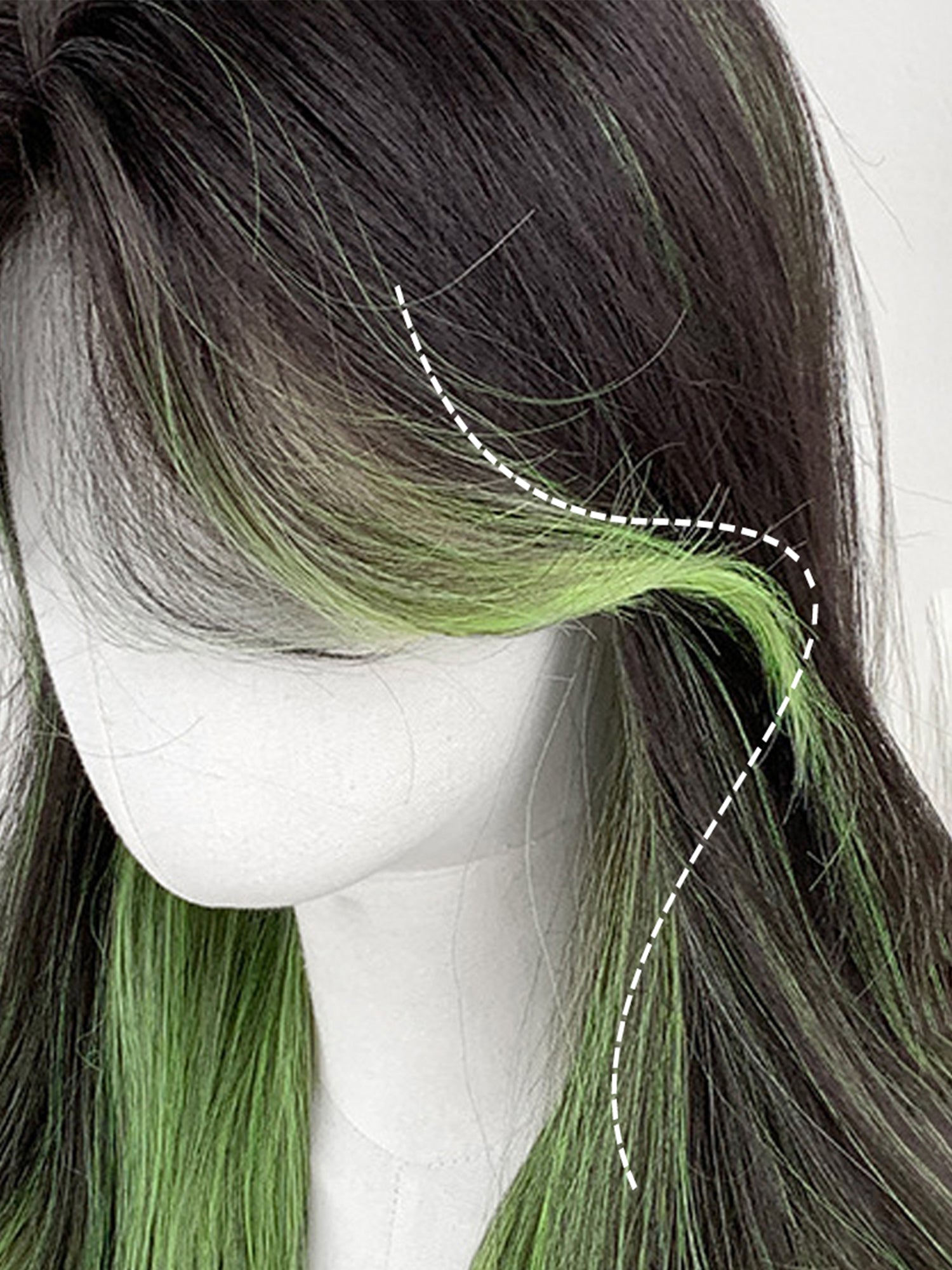 24" Brunette Mixed Light Green Wavy Fashion Synthetic Hair Wig QS015