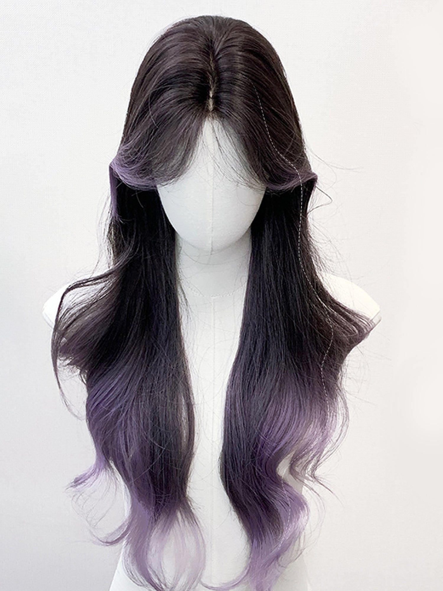 28" Balayage Mixed Purple Wavy Fashion Synthetic Hair Wig QS016