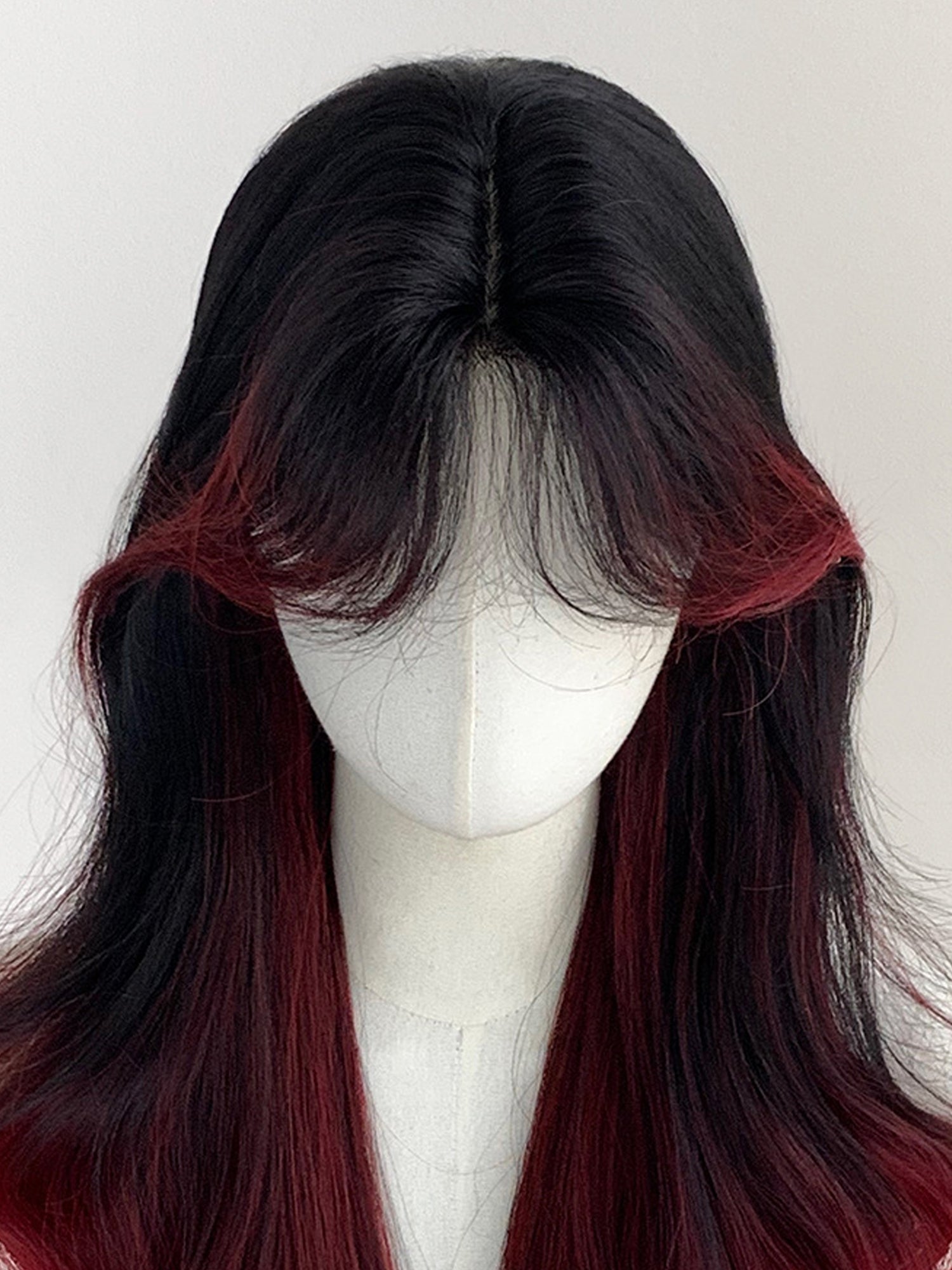 28" Black Mixed Red Wavy Fashion Synthetic Hair Wig QS018