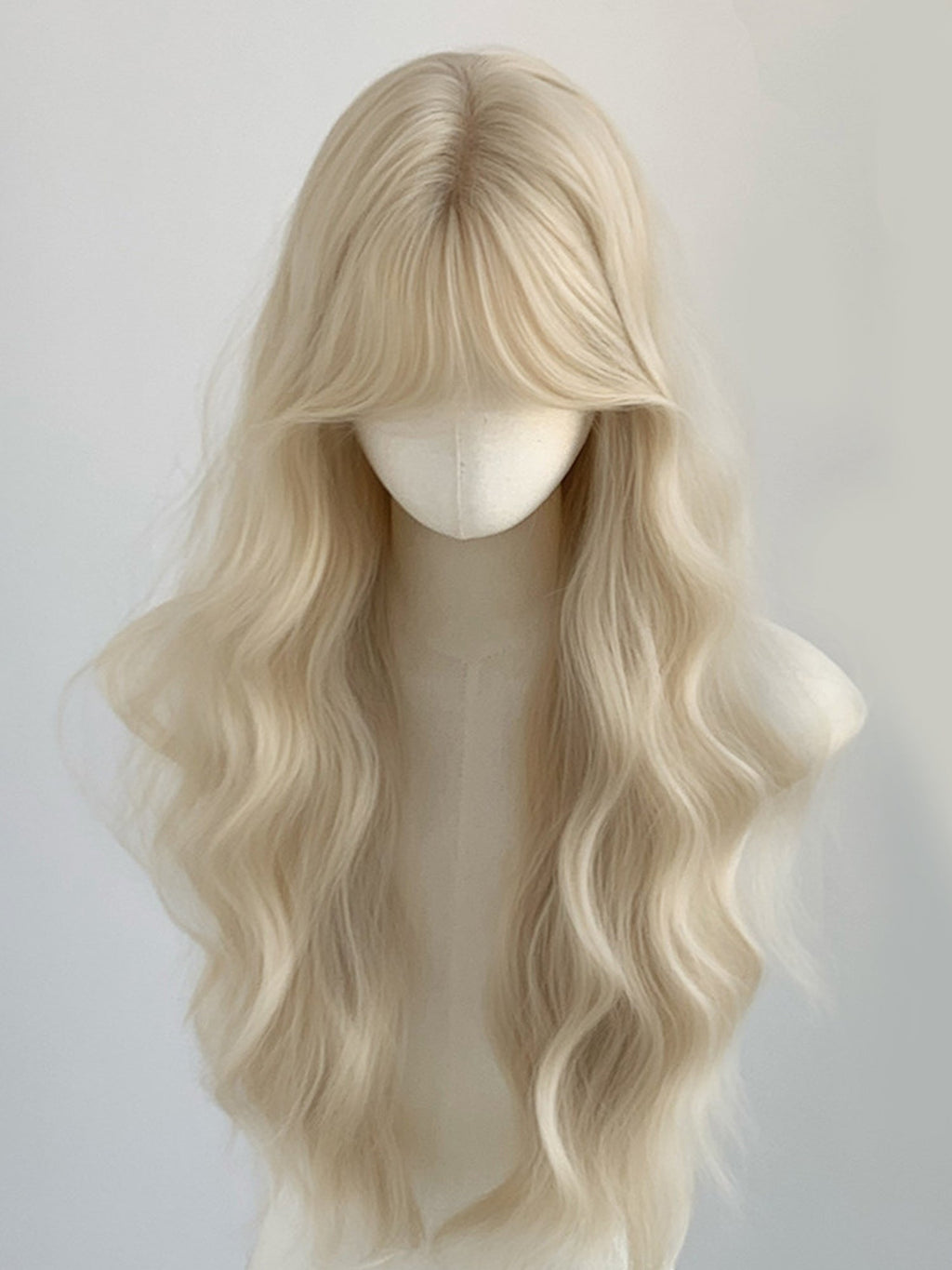 28" Platinum Blonde Wavy Fashion Synthetic Hair Wig QS019