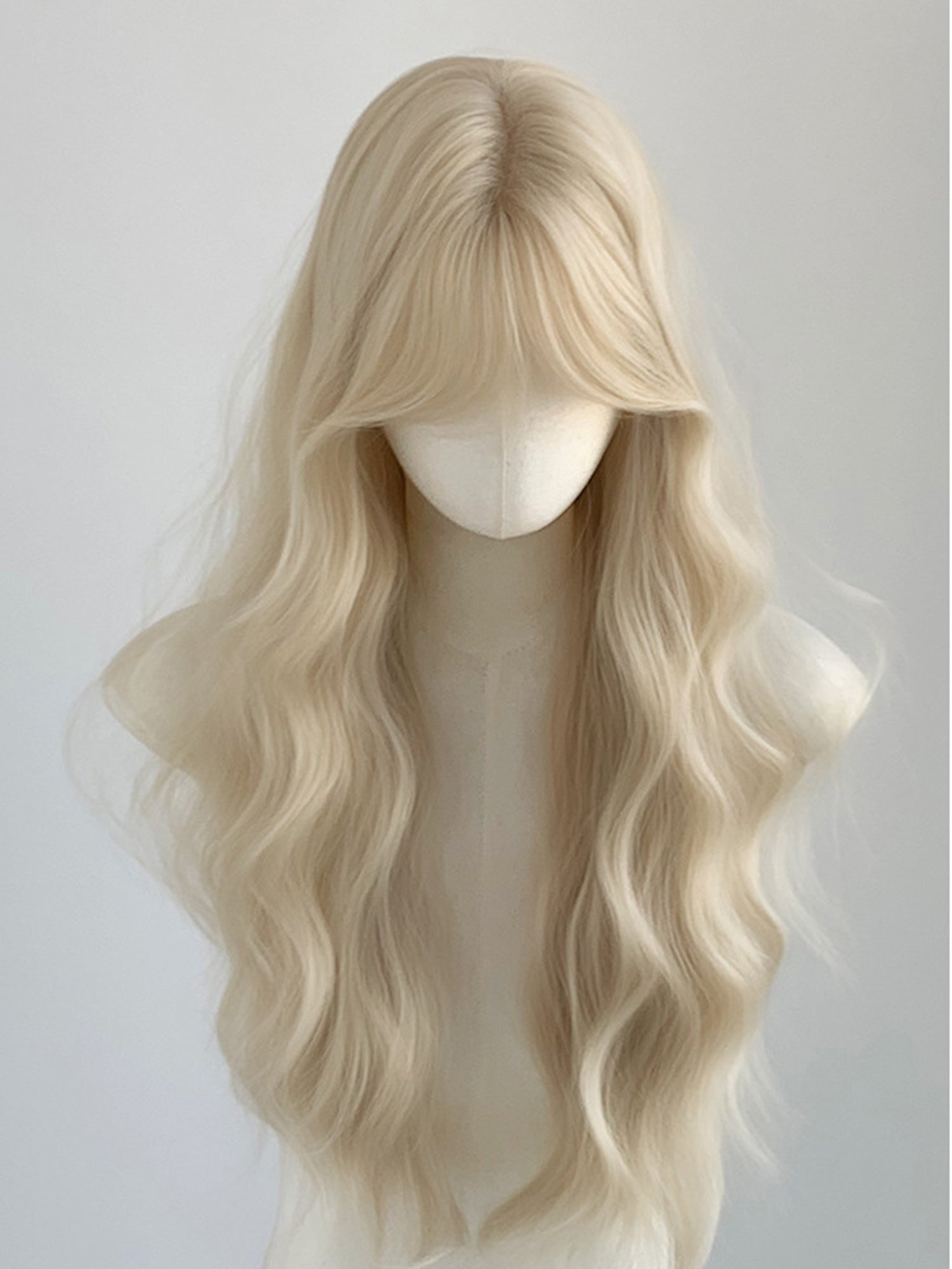 28" Platinum Blonde Wavy Fashion Synthetic Hair Wig QS019