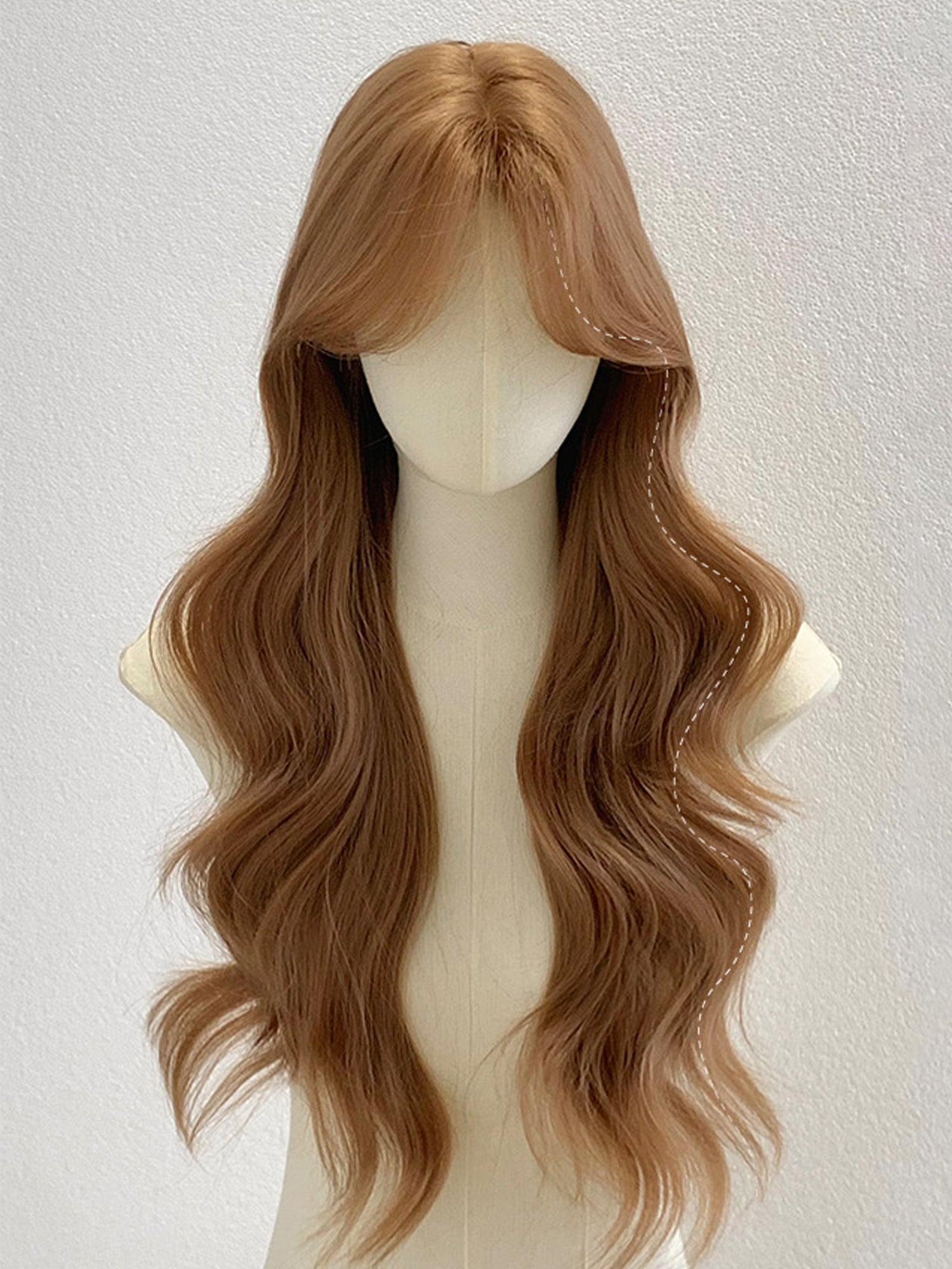 28" Caramel Brown Wavy Fashion Synthetic Hair Wig QS020