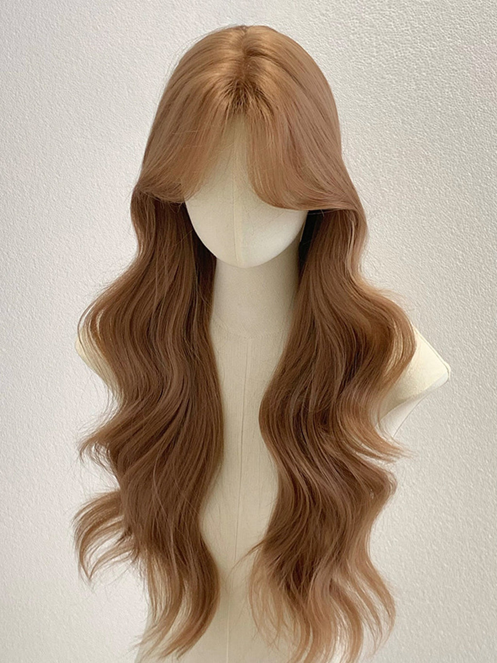 28" Caramel Brown Wavy Fashion Synthetic Hair Wig QS020