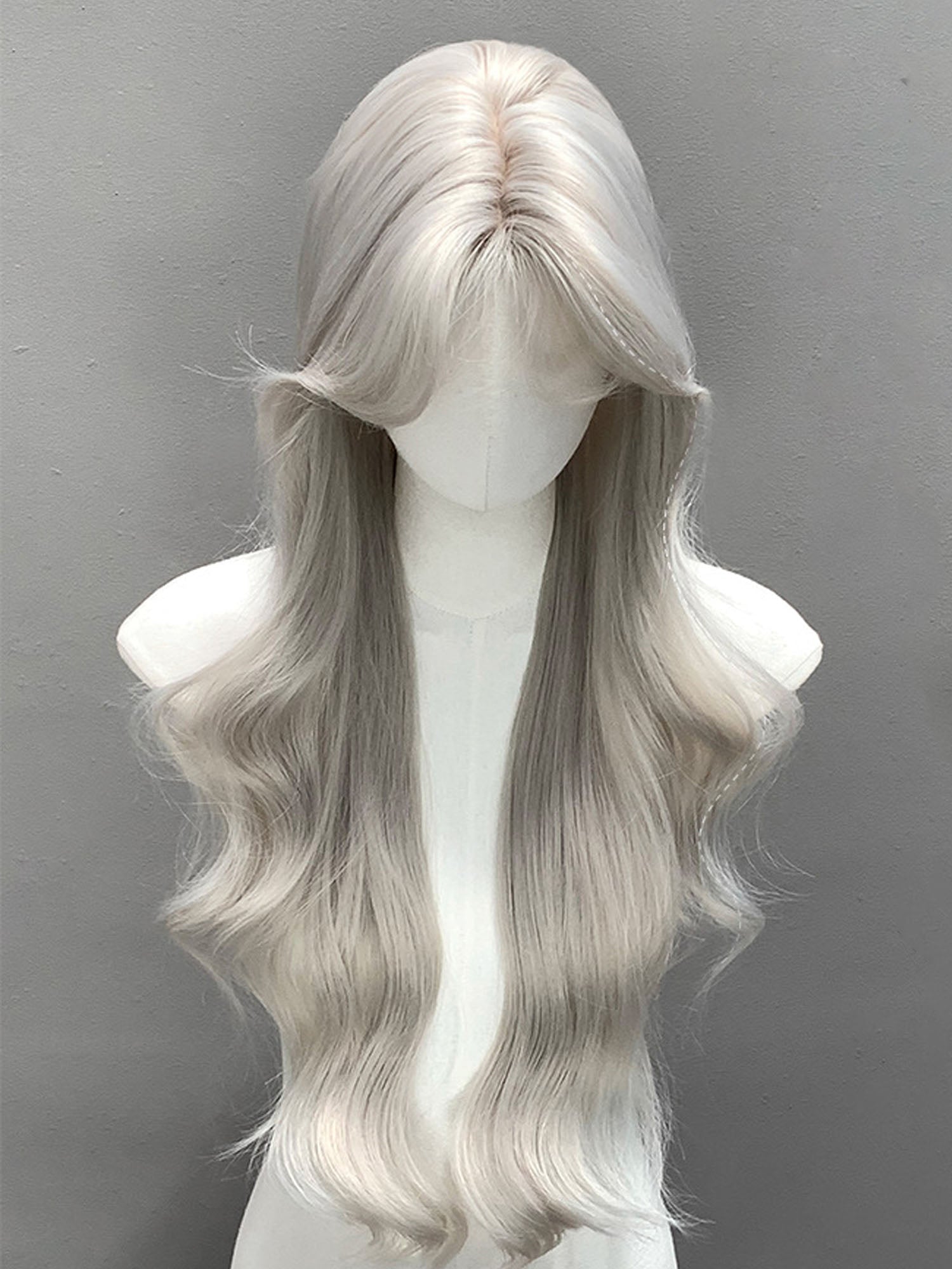 28" Ash Blonde Wavy Fashion Synthetic Hair Wig QS024