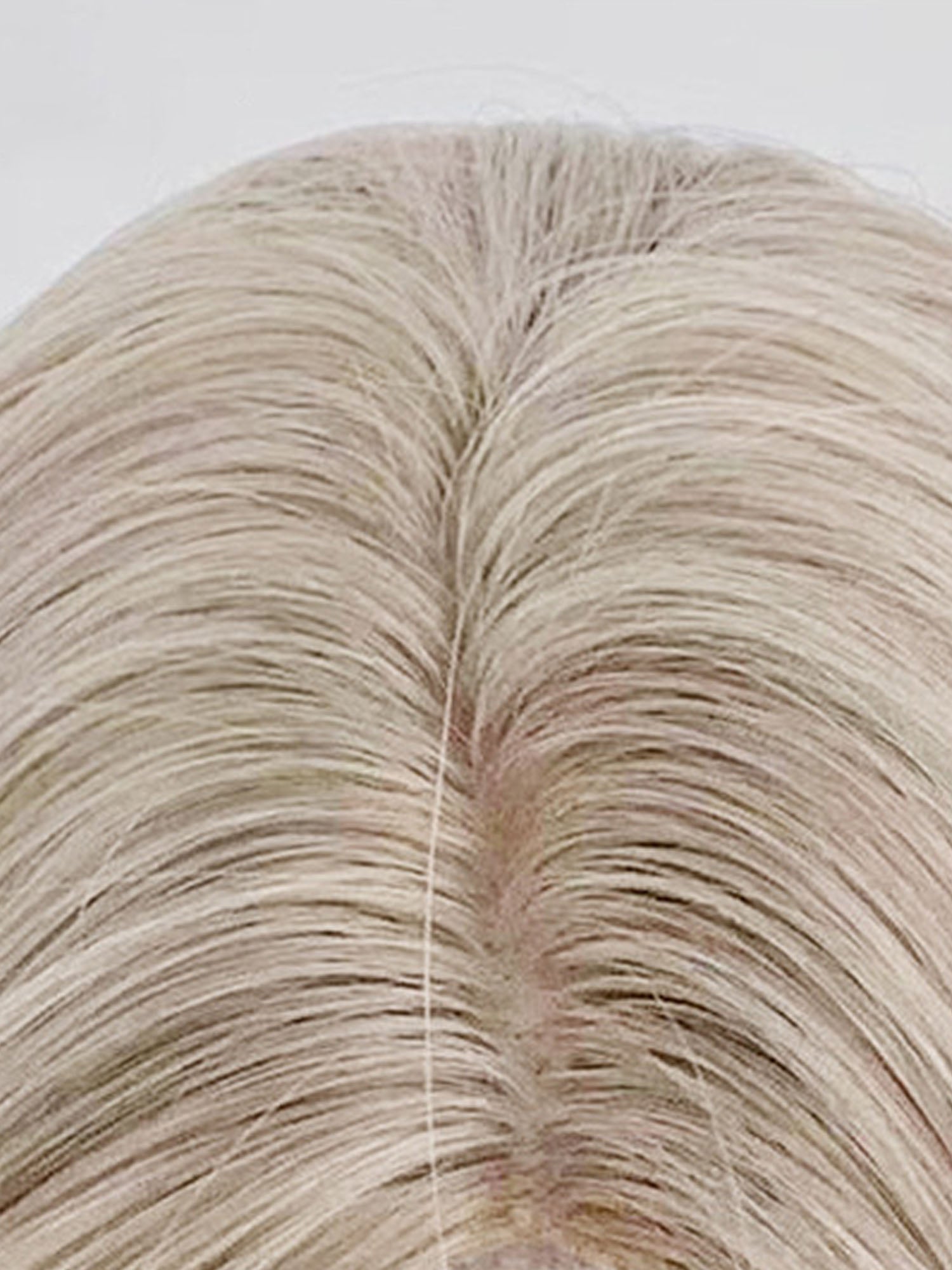 28" Cream Grey Blonde Straight Fashion Synthetic Hair Wig QS025