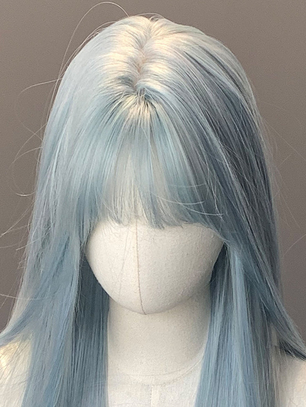 26" Pastel Blue Straight Fashion Synthetic Hair Wig QS026