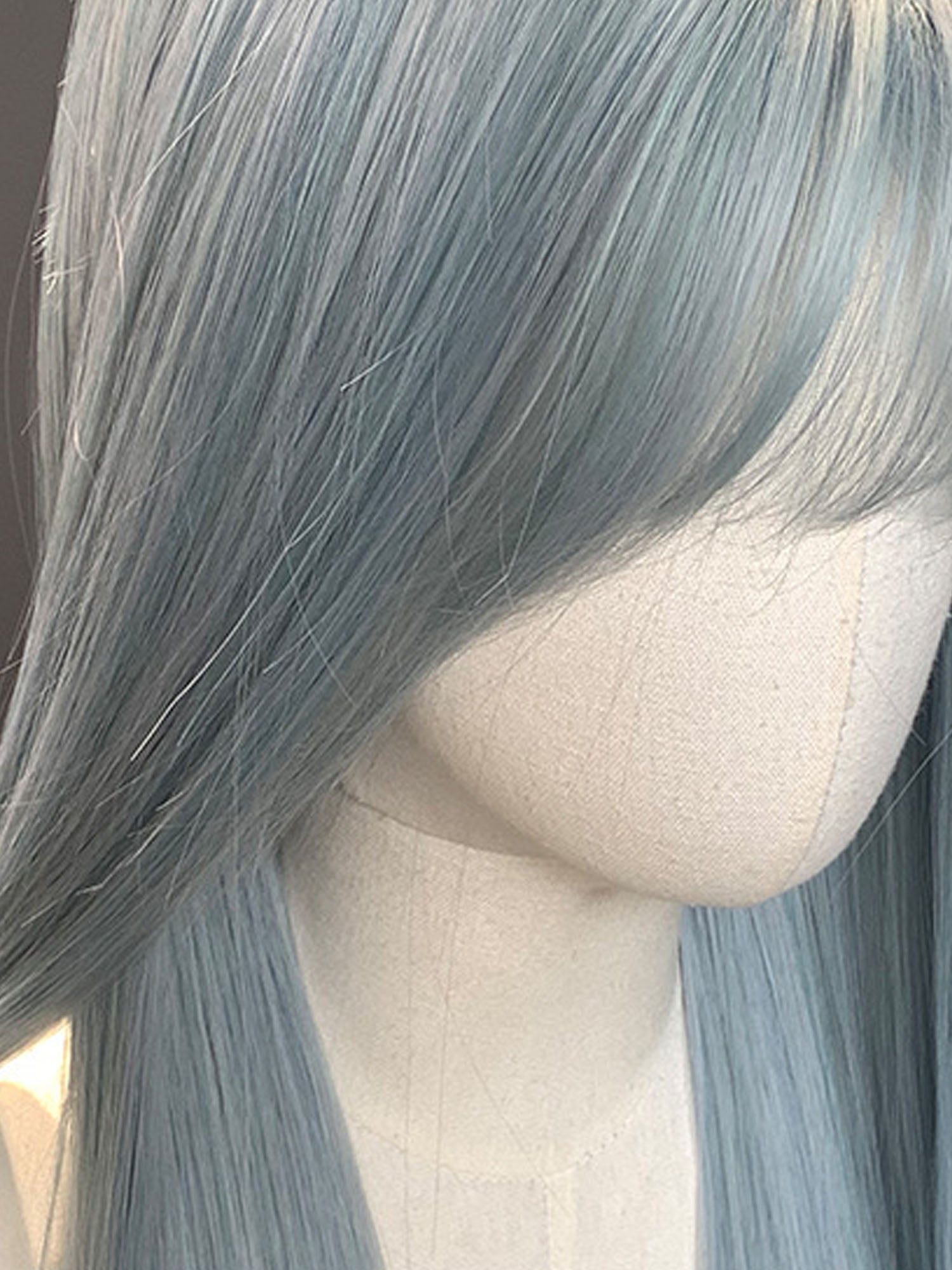 26" Pastel Blue Straight Fashion Synthetic Hair Wig QS026