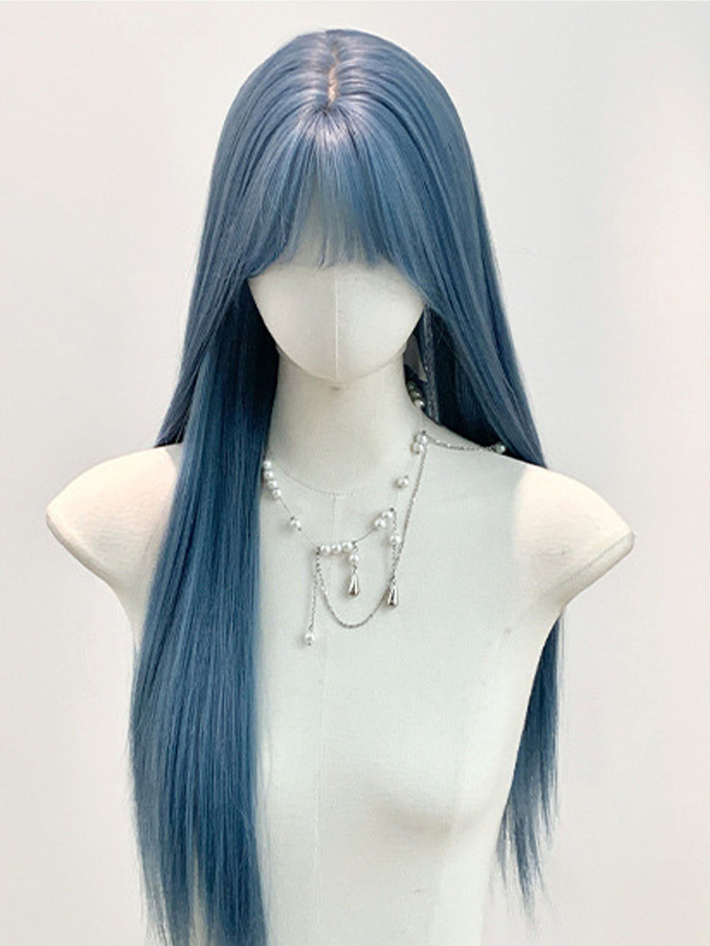 26" Blue Straight Fashion Synthetic Hair Wig QS027