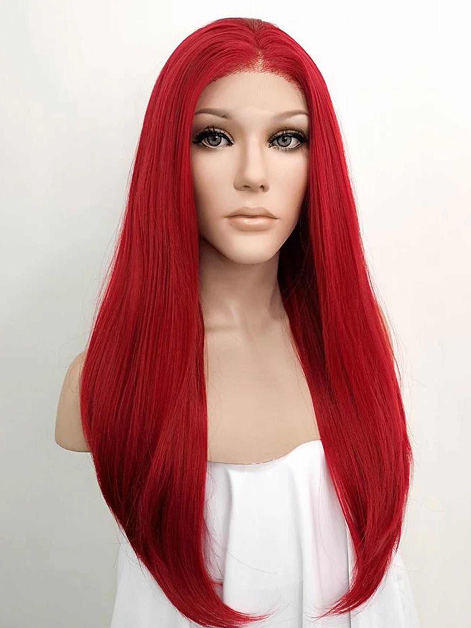 24" Red Lace Front Synthetic Hair Wig 20020