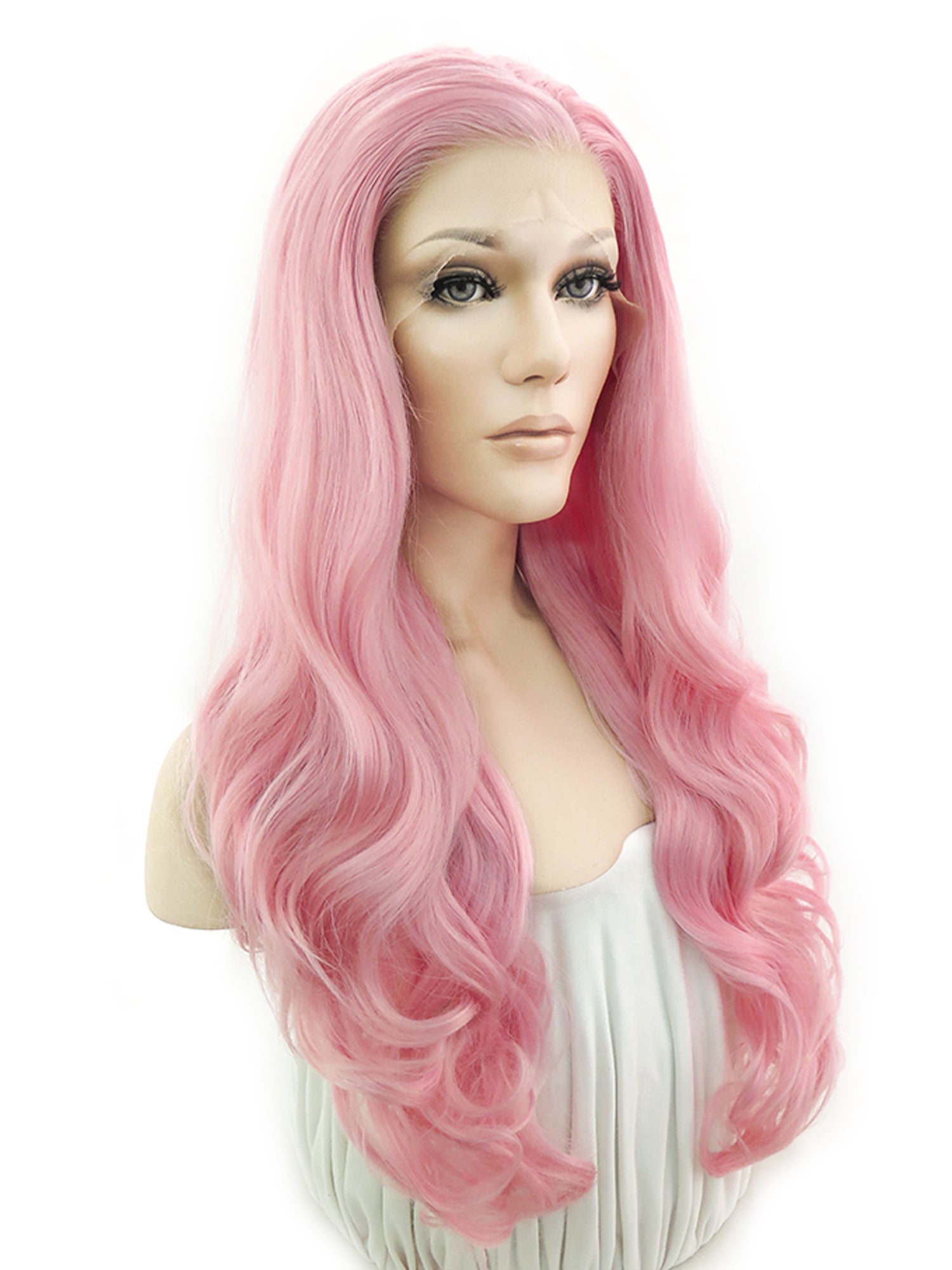 26" Pink Lace Front Synthetic Hair Wig 20200