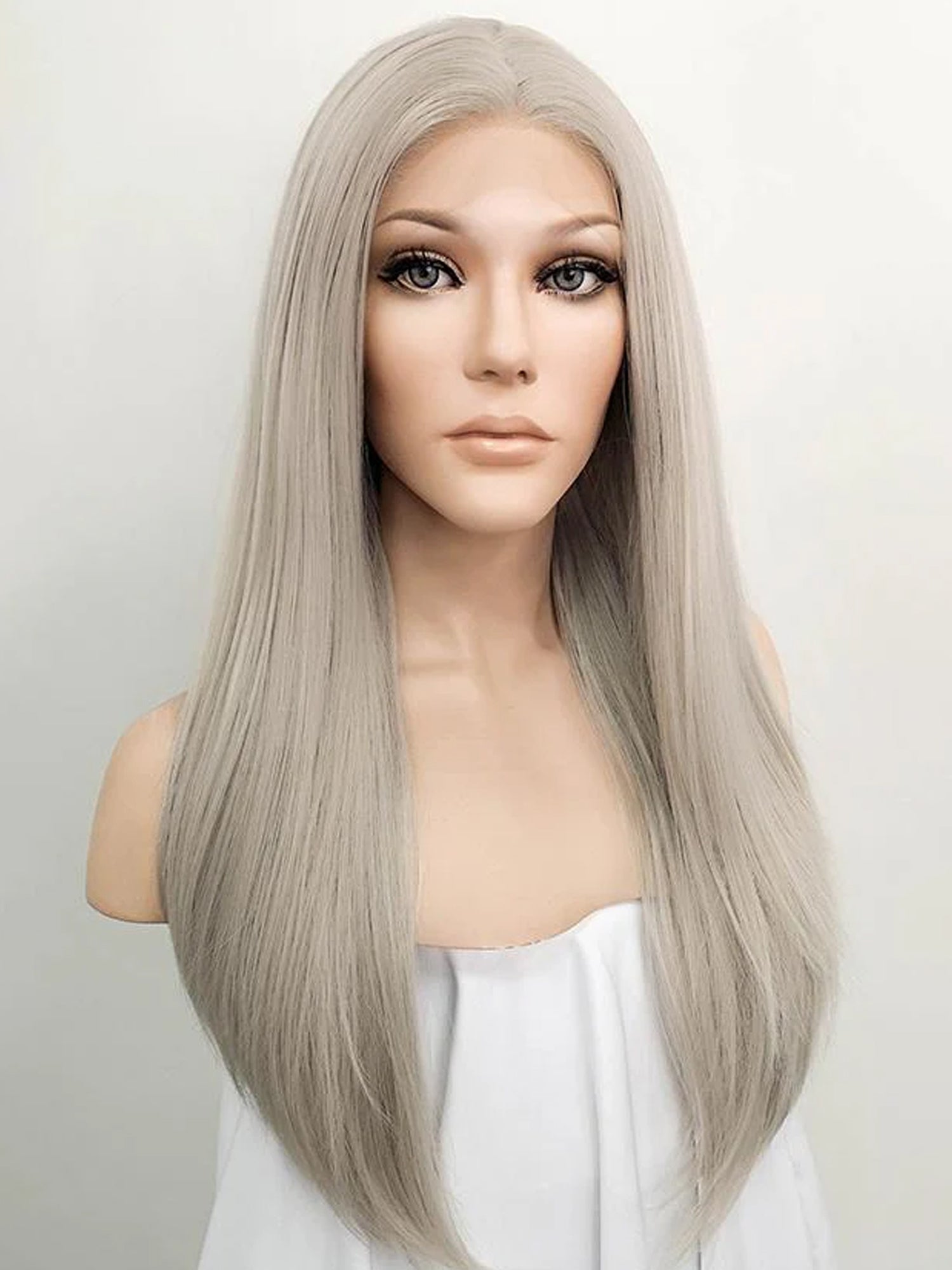 24" Grey Blonde Lace Front Synthetic Wig 20115